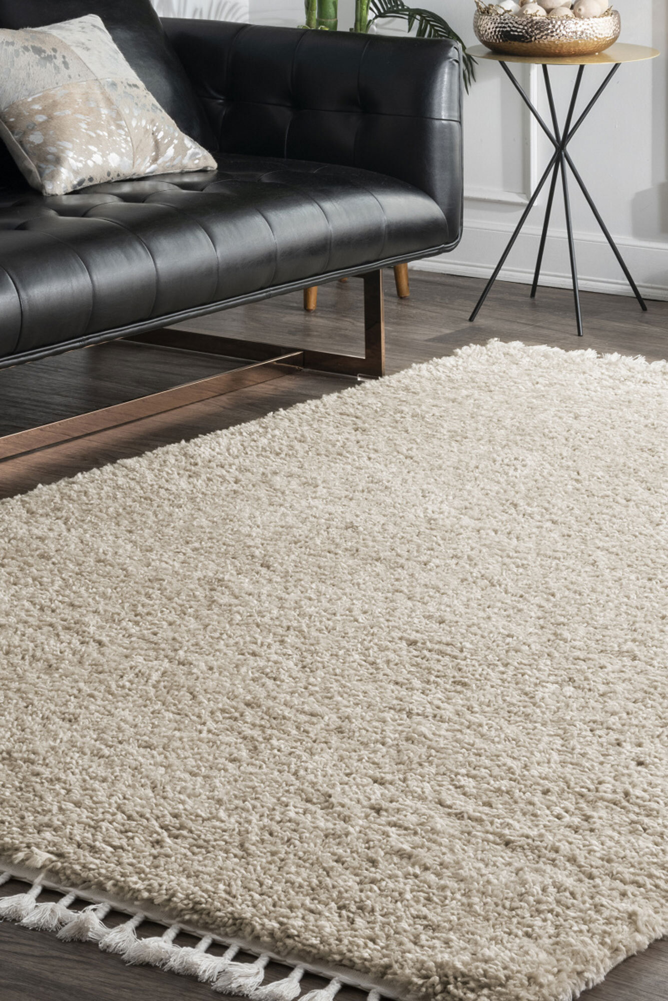 Lucy Beige Shaggy Moroccan Rug(Size 170 x 120cm)