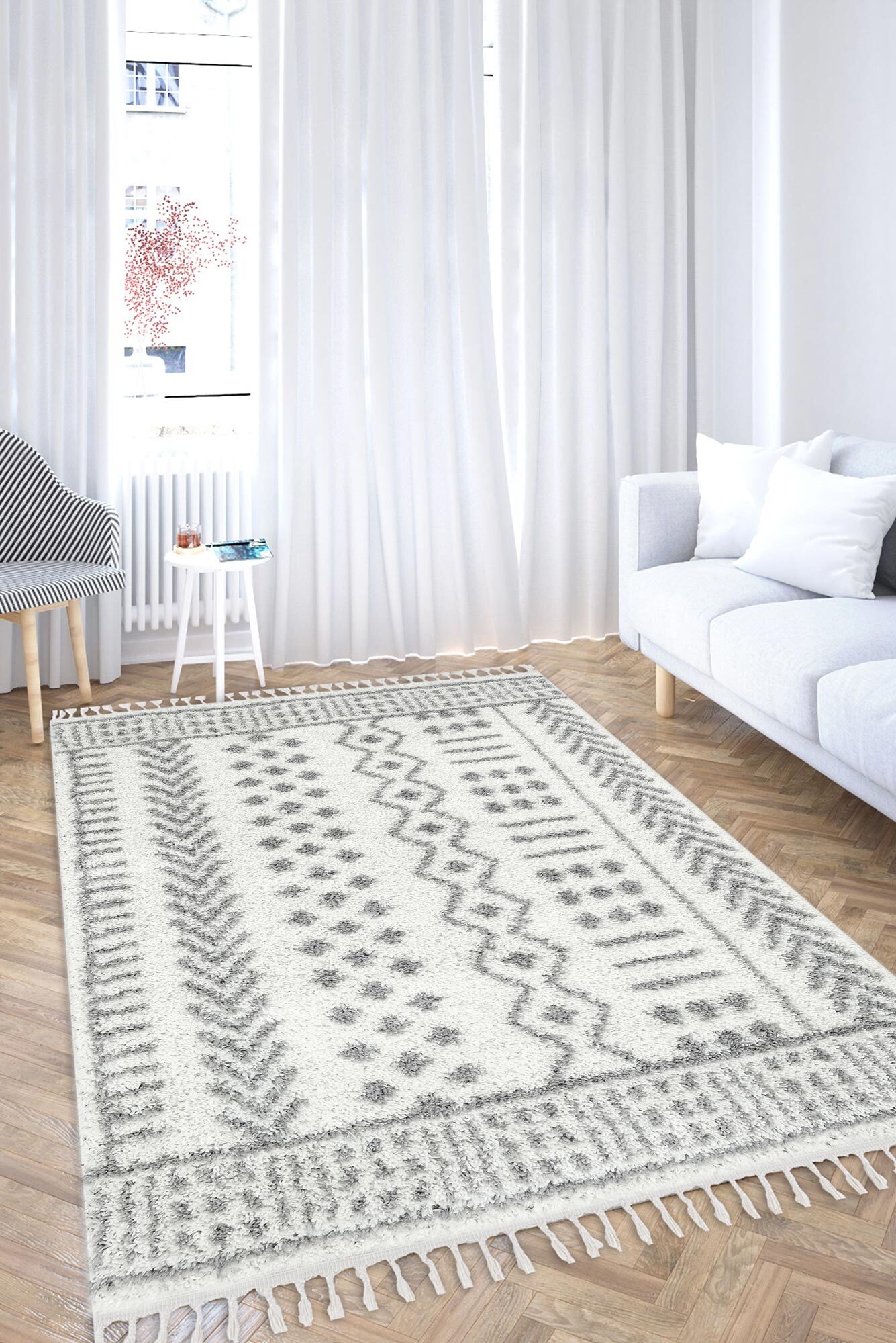 Large View Larry Moroccan Tassel Shaggy Rug(Size 170 x 120cm)