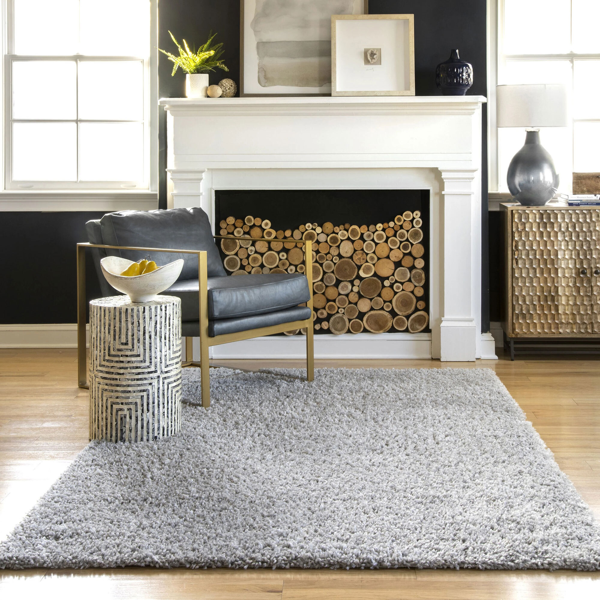 Luis Plain Grey Shaggy Rug(Size 160 x 120cm)