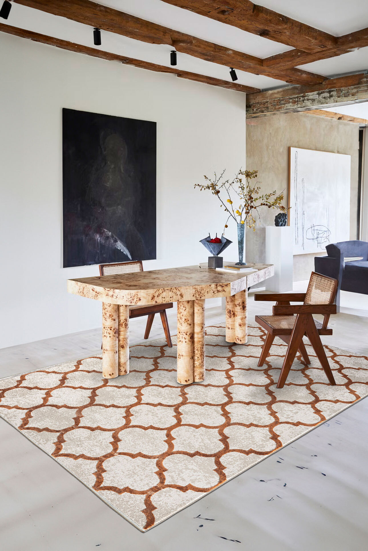 Loren Orange Moroccan Trellis Rug(Size 170 x 120cm)