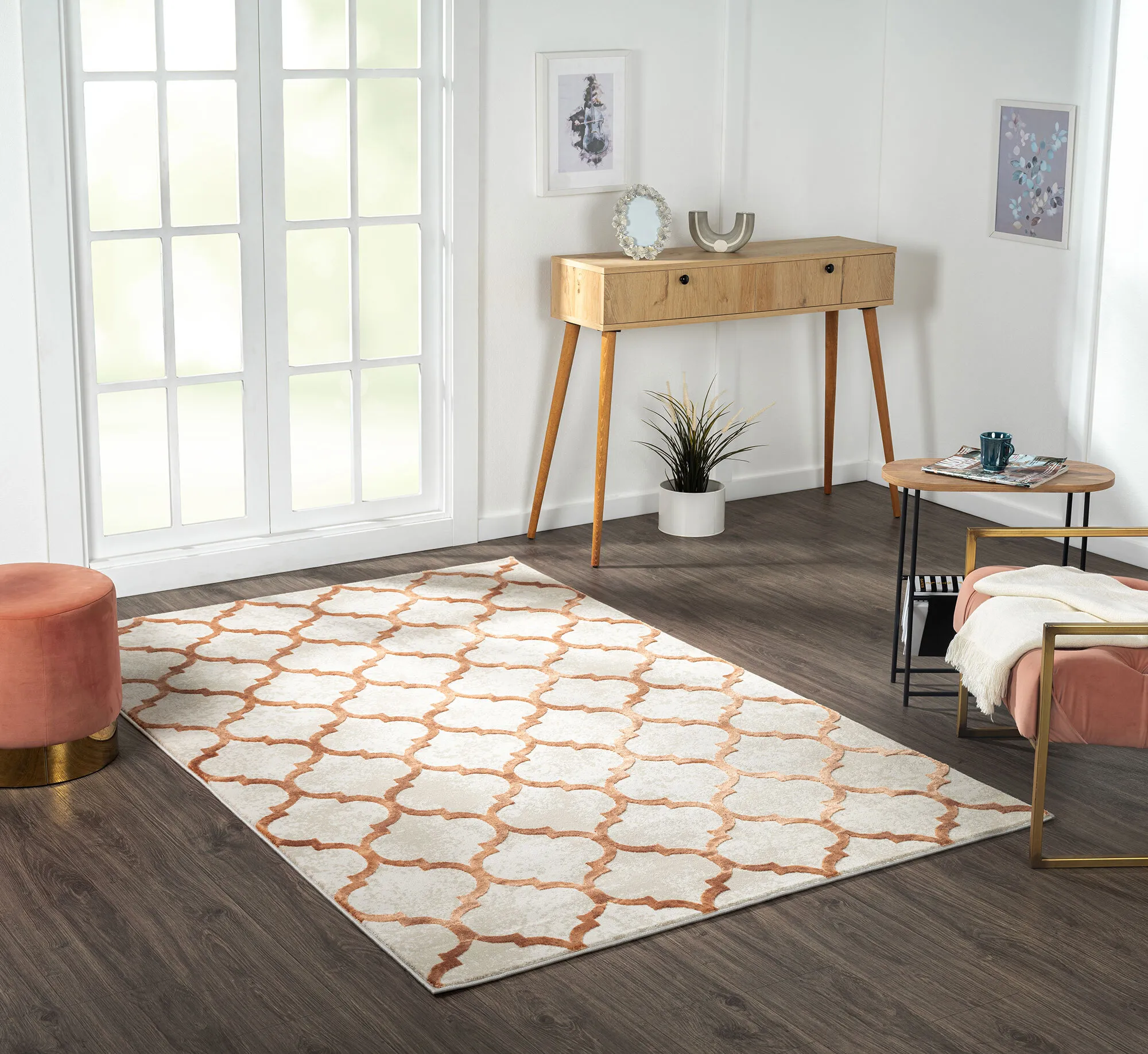 Loren Orange Moroccan Trellis Rug