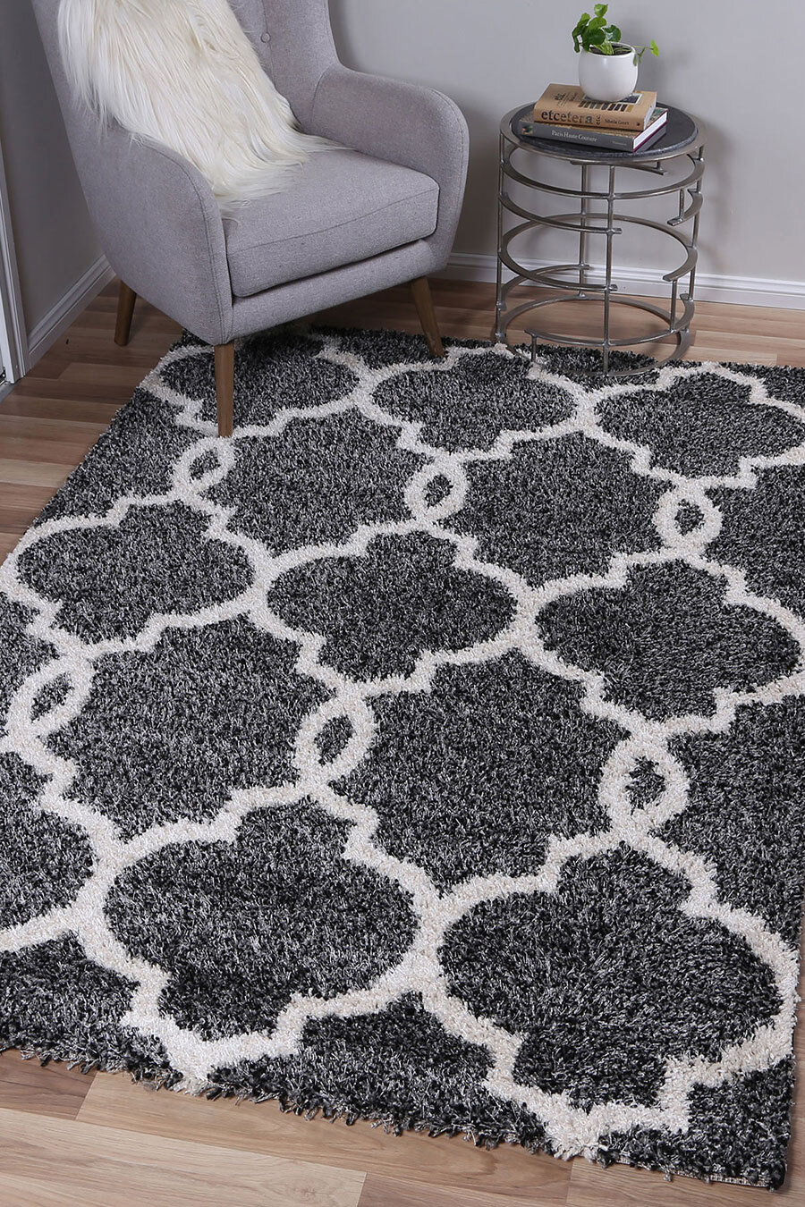 Lusso Moroccan Trellis Shaggy Rug(Size 170 x 120cm) 