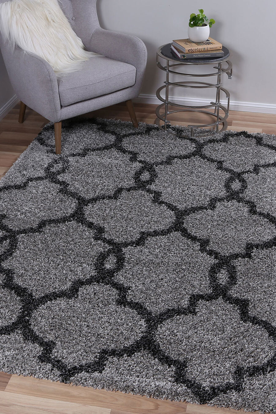 Lusso Trellis Moroccan Shaggy Rug(Size 170 x 120cm) 