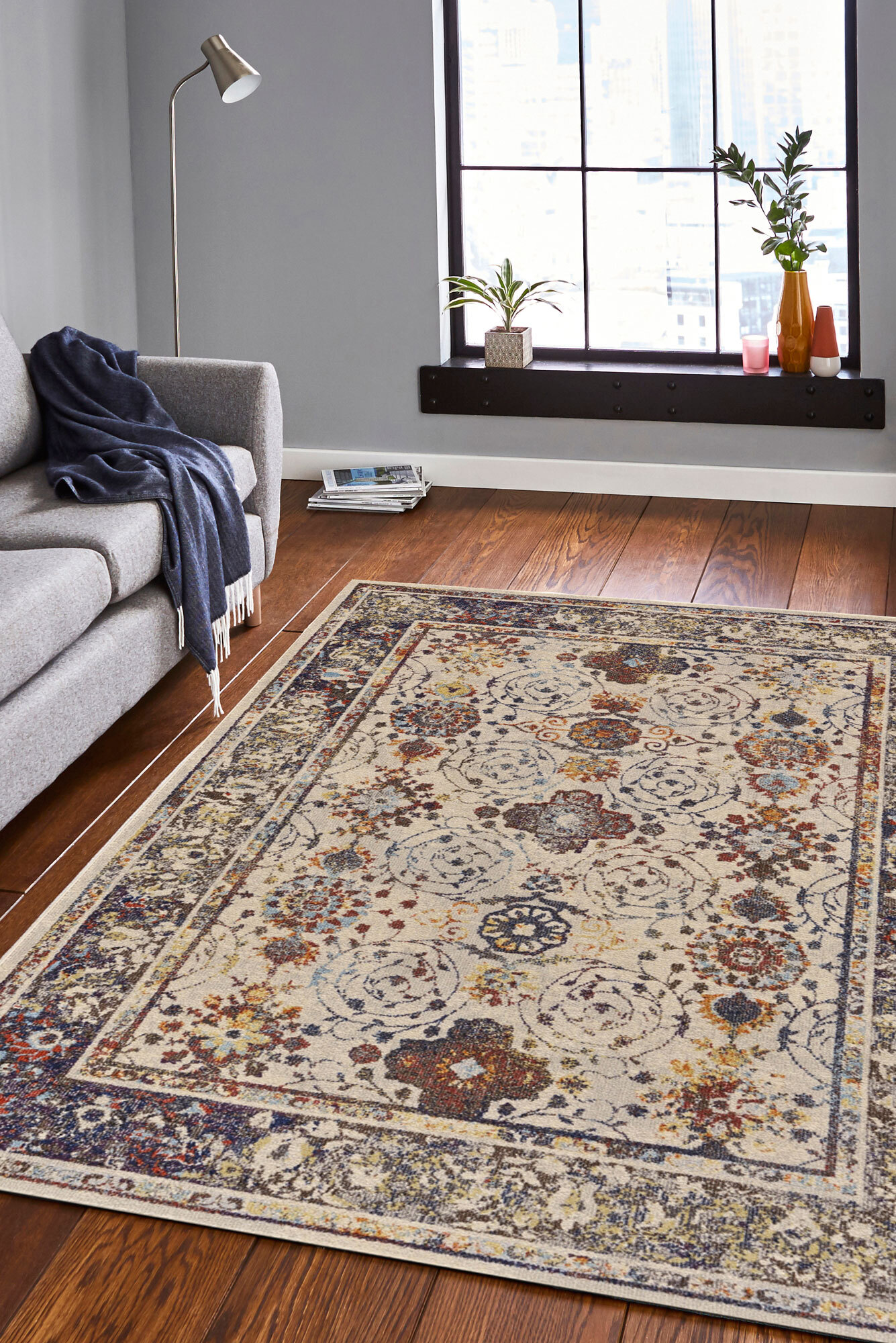 Large View Lester Classic Overdyed Floral Rug(Size 170 x 120cm)