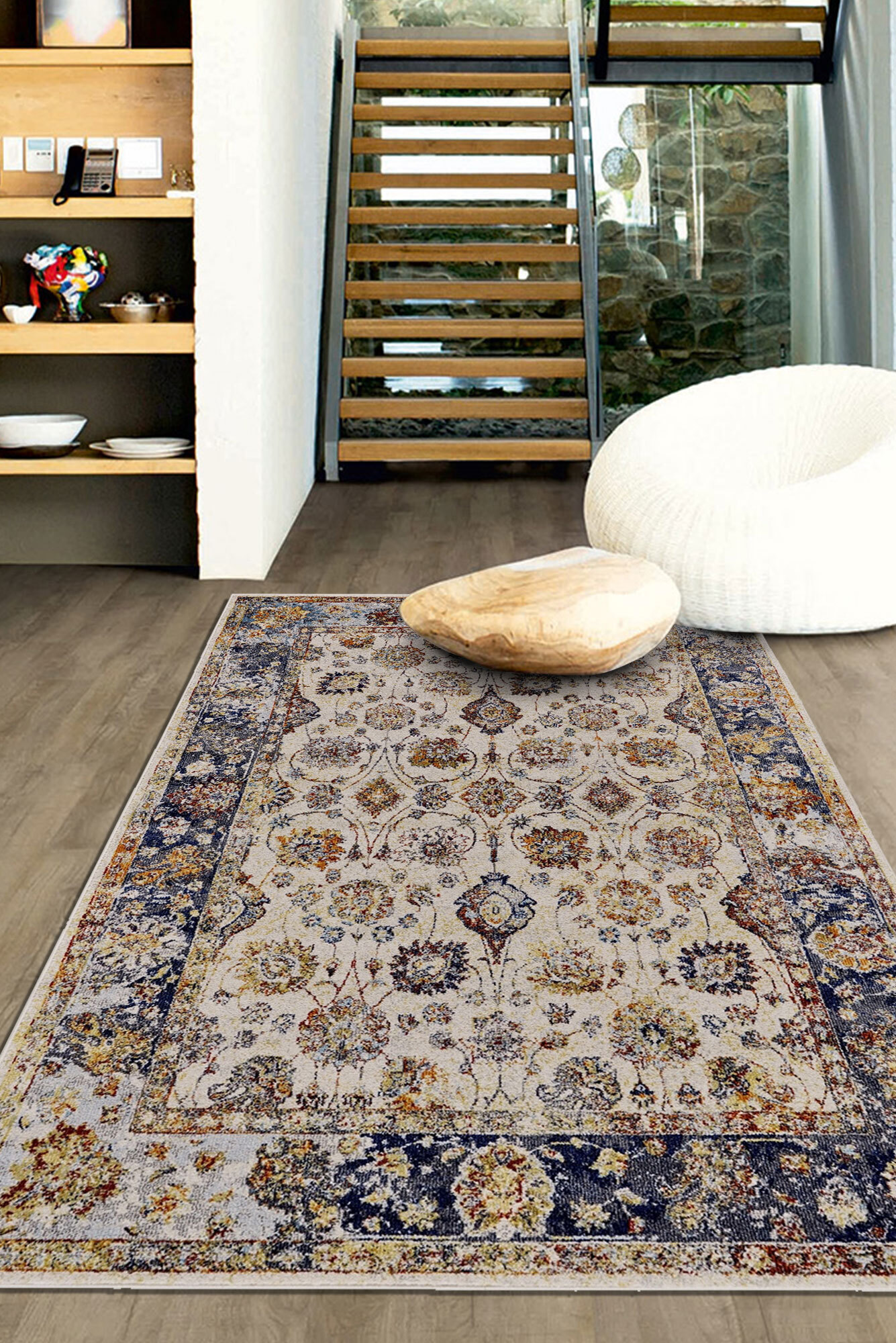 Large View Lester Classic Floral Overdyed Rug(Size 170 x 120cm)