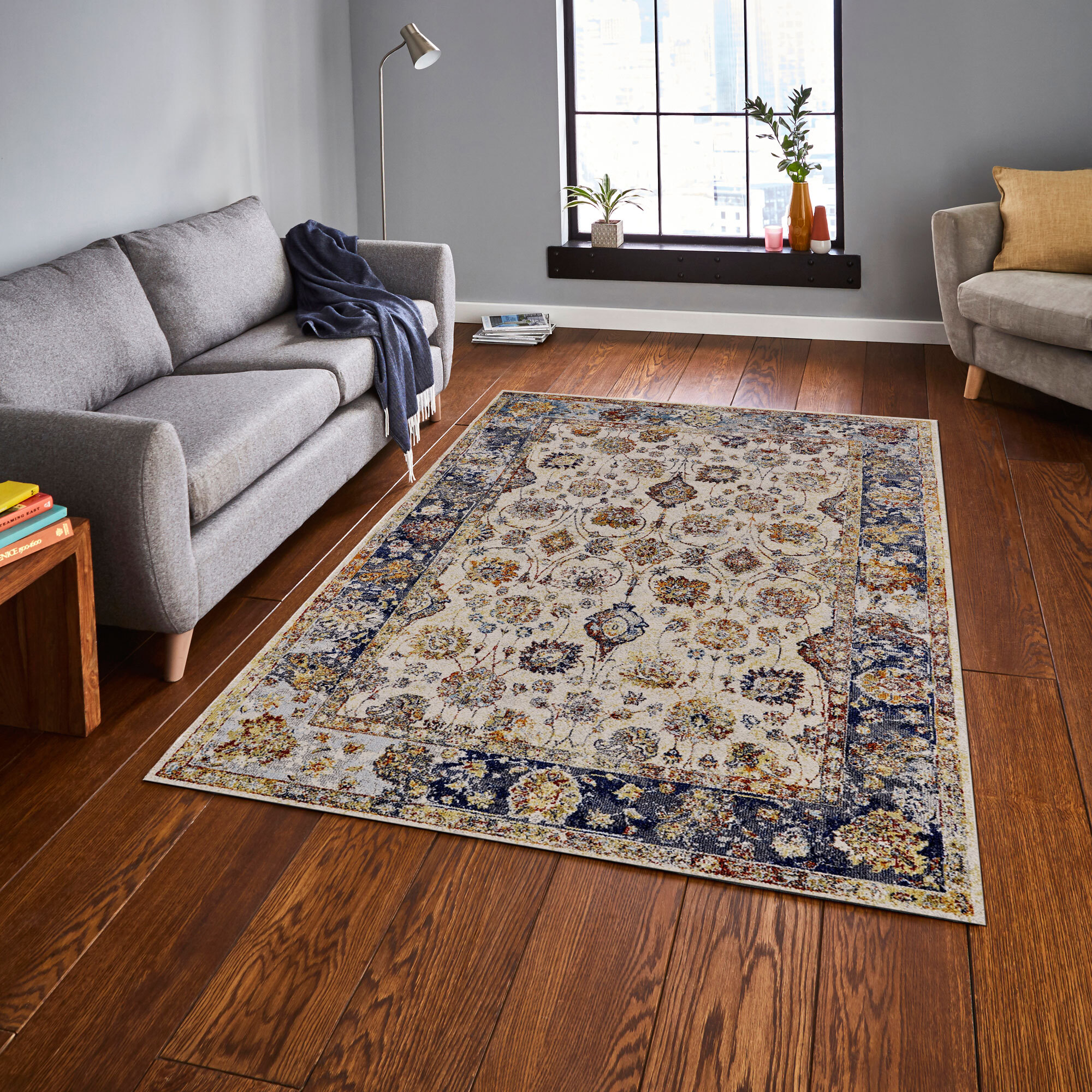 Large View Lester Classic Floral Overdyed Rug