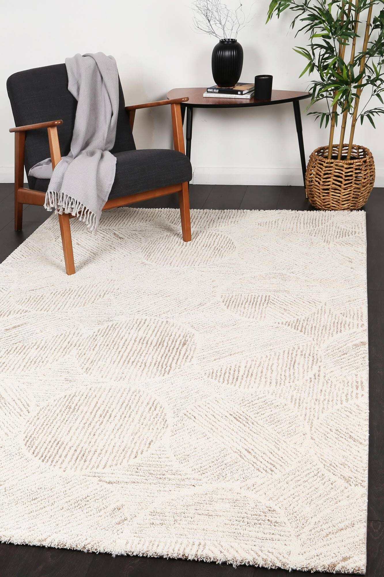 Lyla Beige Circle Pattern Rug(Size 230 x 160cm)