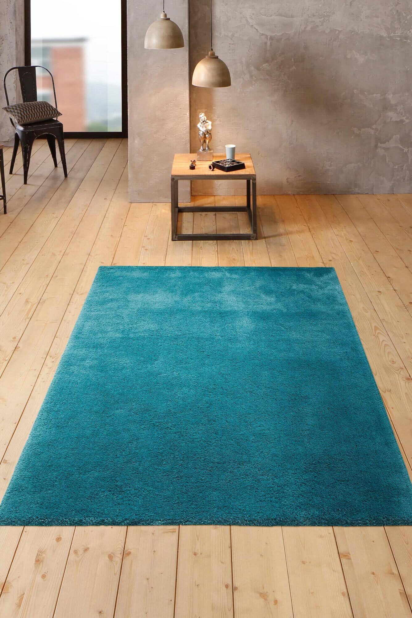 Large View Levis Plain Green Shaggy Rug(Size 160 x 120cm)