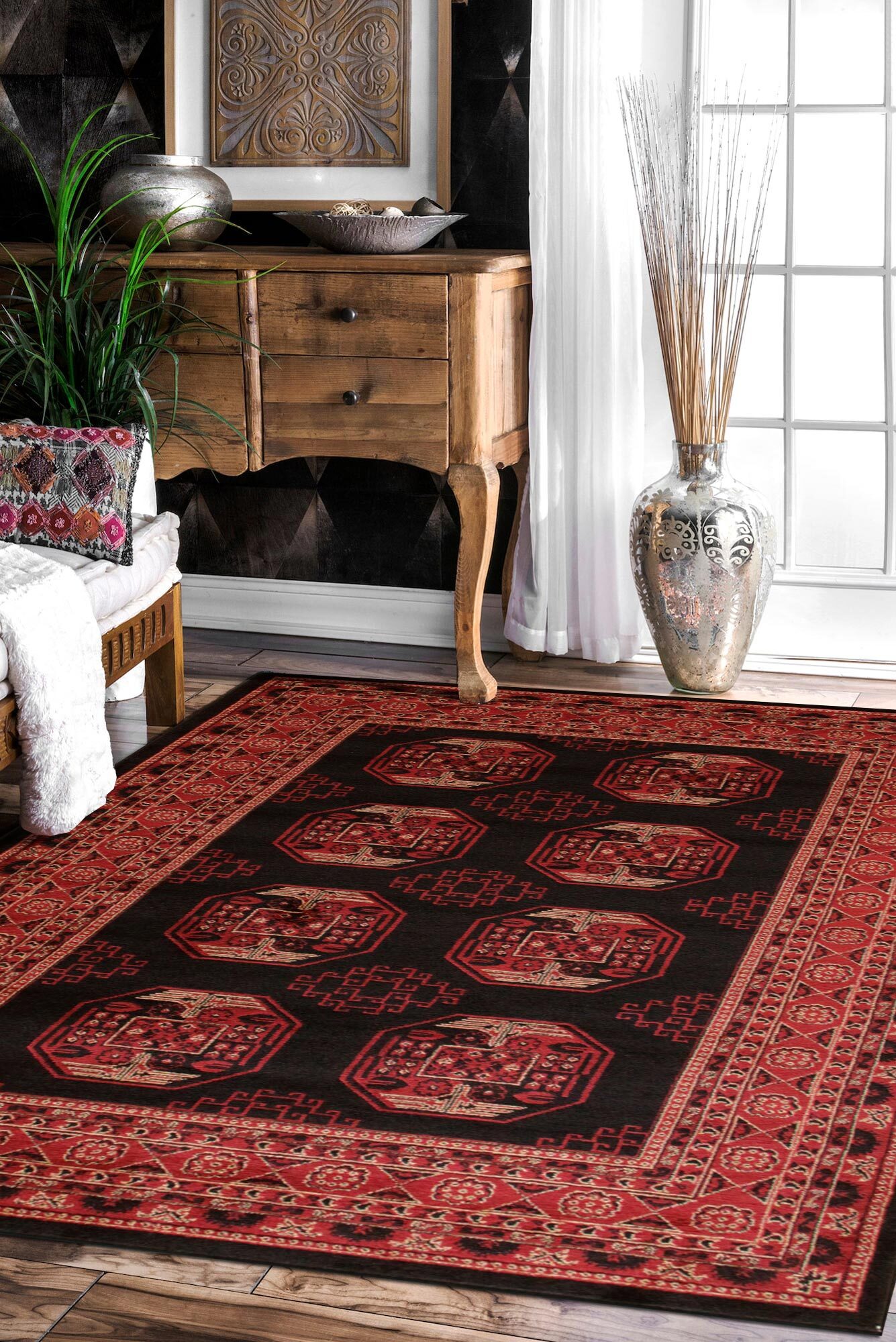 Miami Traditional Afghan Design Rug (Size 170 x 120cm)