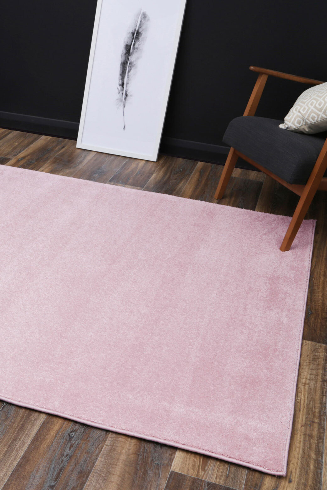 Large View Macey Thick Plain Pink Rug(Size 170 x 120cm)
