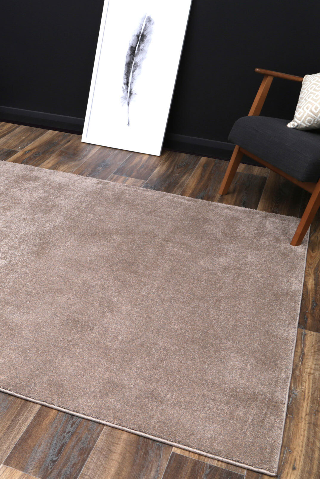 Large View Macey Plain Brown Plush Rug(Size 170 x 120cm)