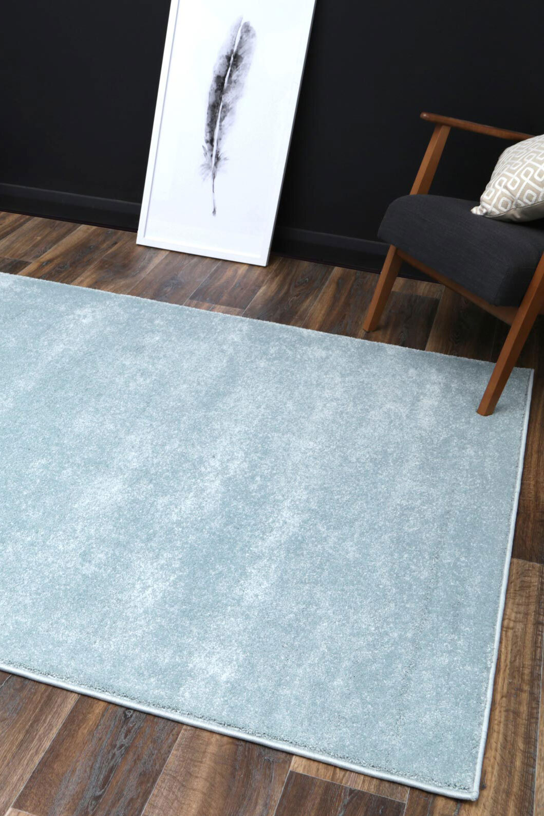 Large View Macey Plain Teal Plush Rug(Size 170 x 120cm)