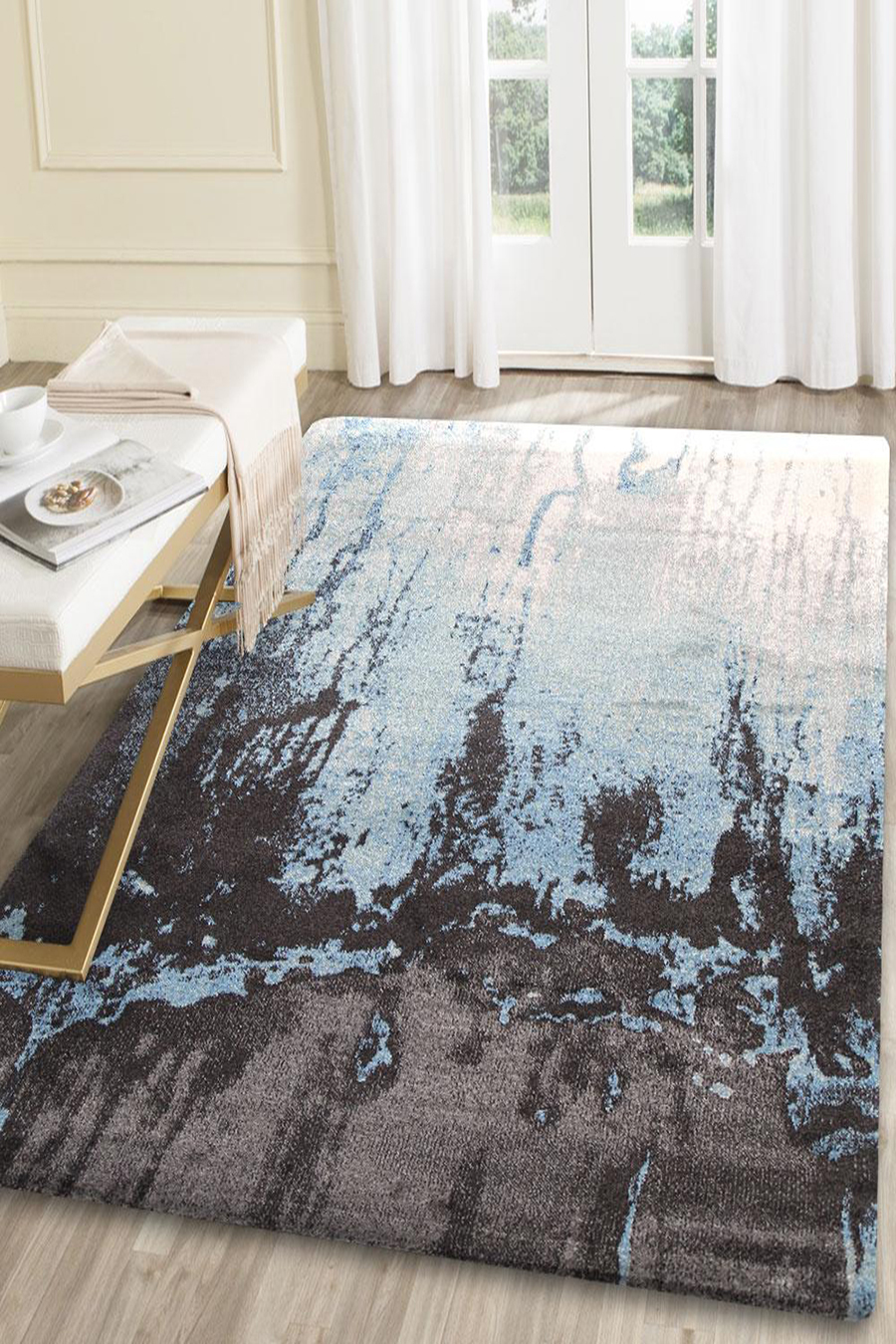 Large View Marco Modern Blue Monet Rug(Size 160 x 120cm)