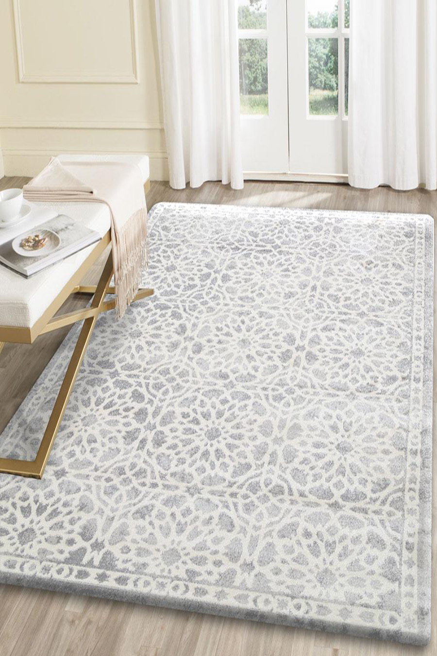 Marco Grey Modern Trellis Rug(Size 160 x 120cm)