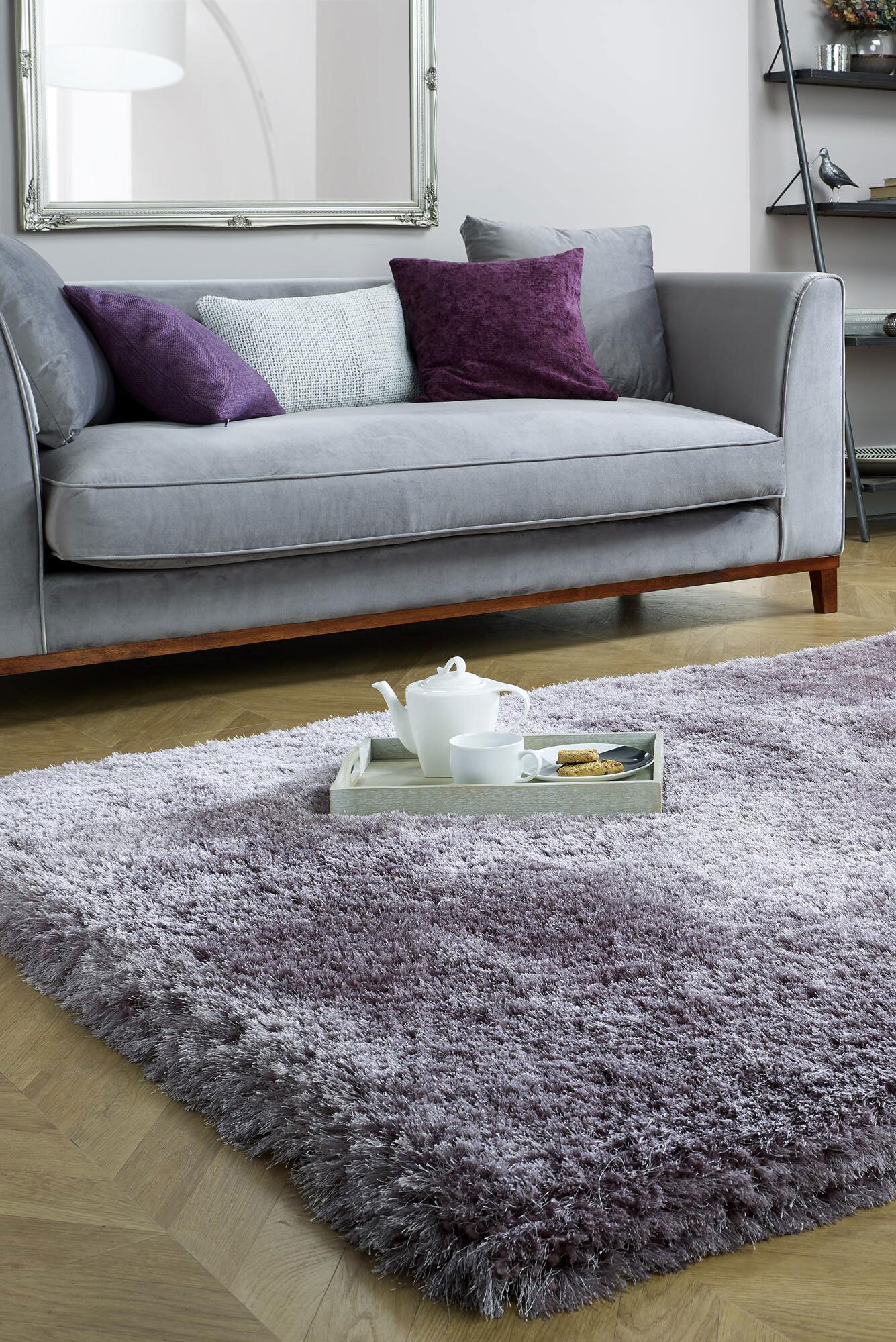 Large View Mason Lilac Shaggy Rug(Size 270 x 180cm)