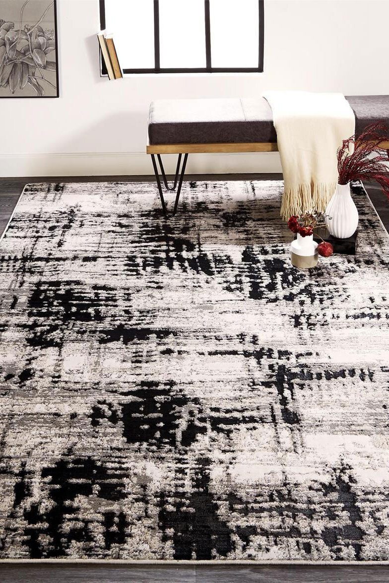 Mosaic Monotone Abstract Rug(Size 170 x 120cm)