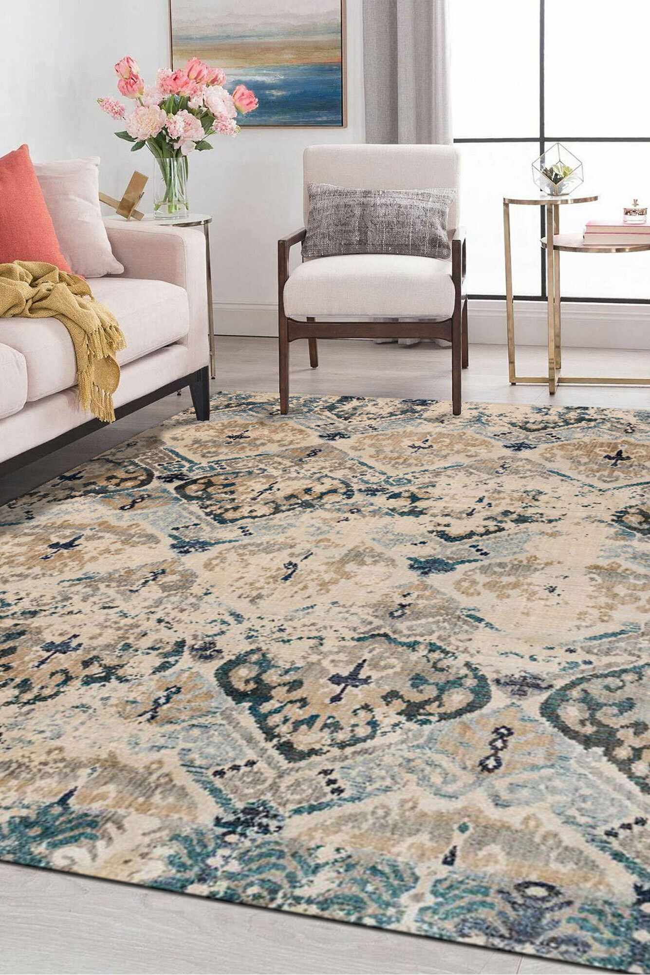 Large View Melanie Overdyed Beige Rug(Size 190 x 133cm)