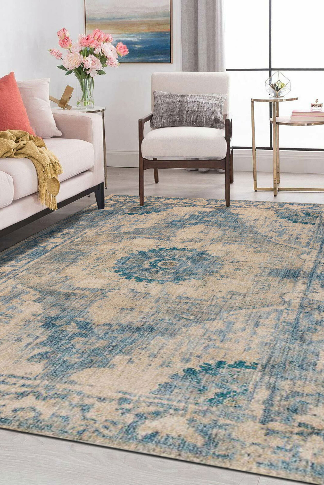 Large View Melanie Traditional Overdyed Rug(Size 190 x 133cm)