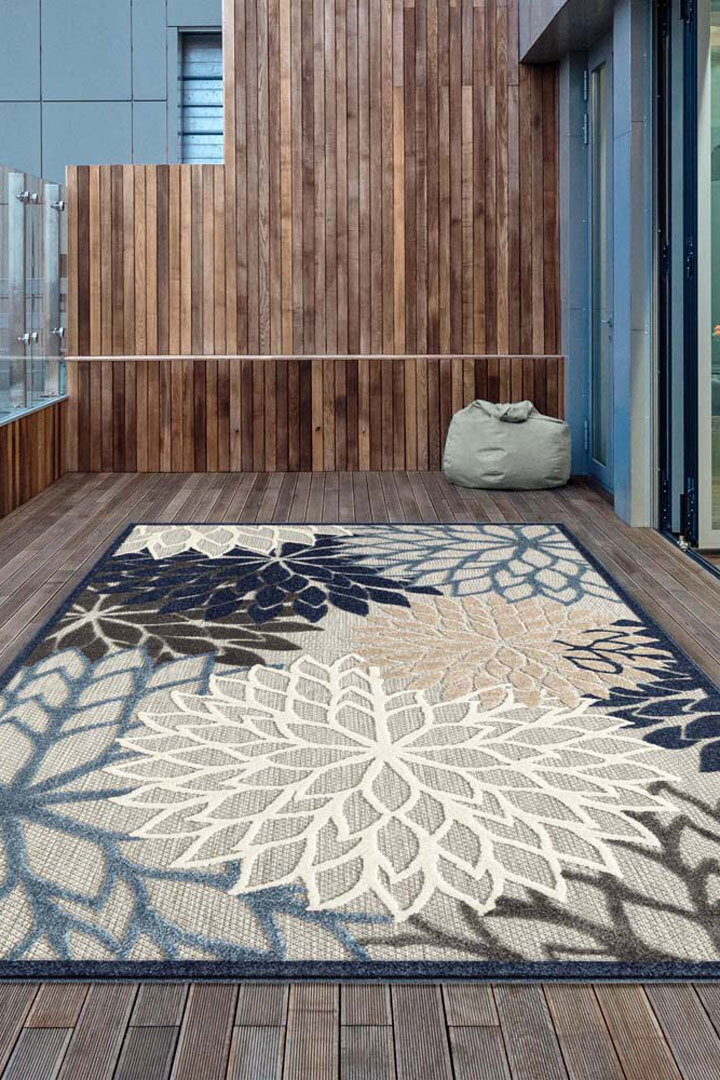 Miko Indoor/Outdoor Floral Rug(Size 170 x 120cm)