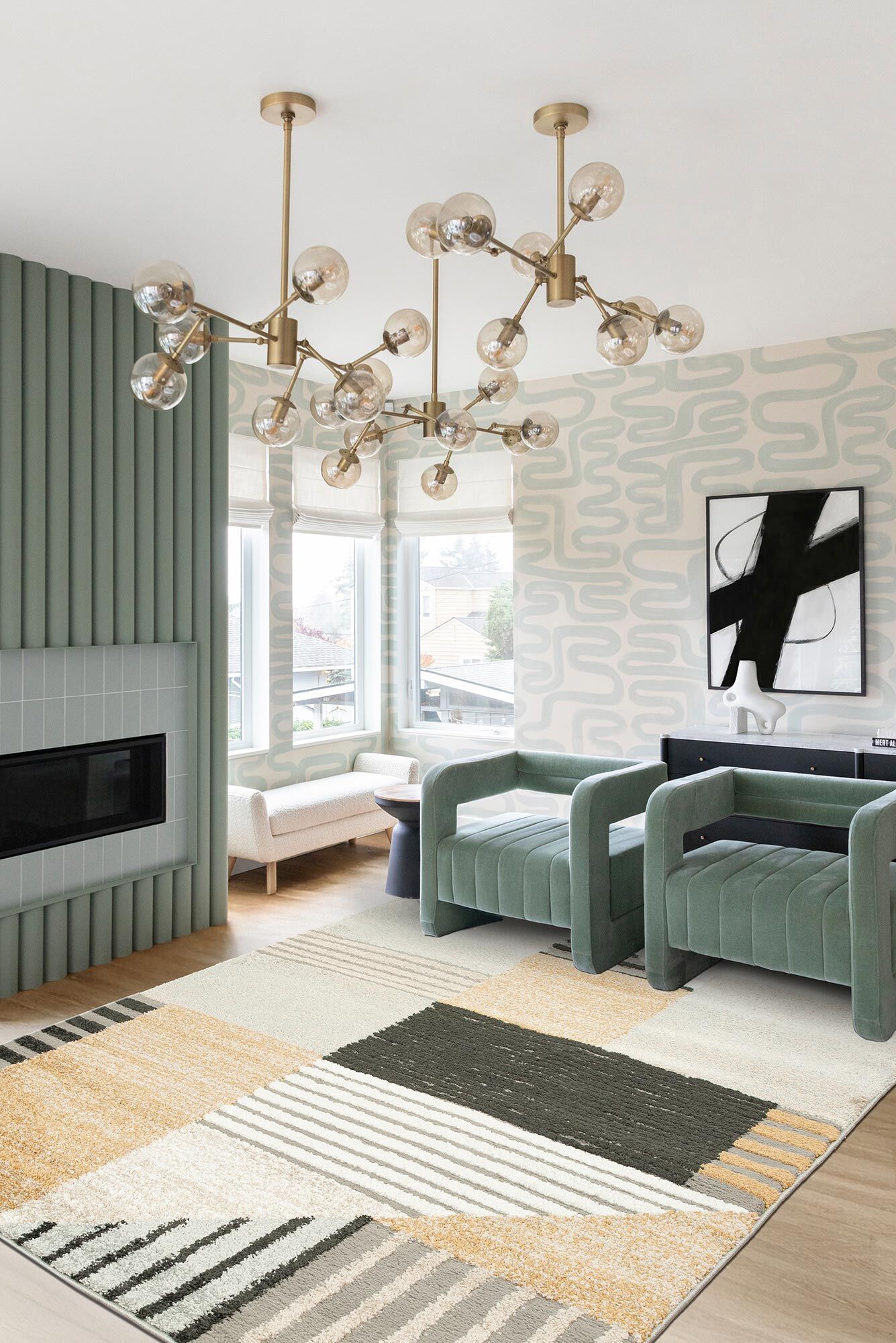 Large View Mineral Modern Geometric Rug(Size 230 x 160cm)