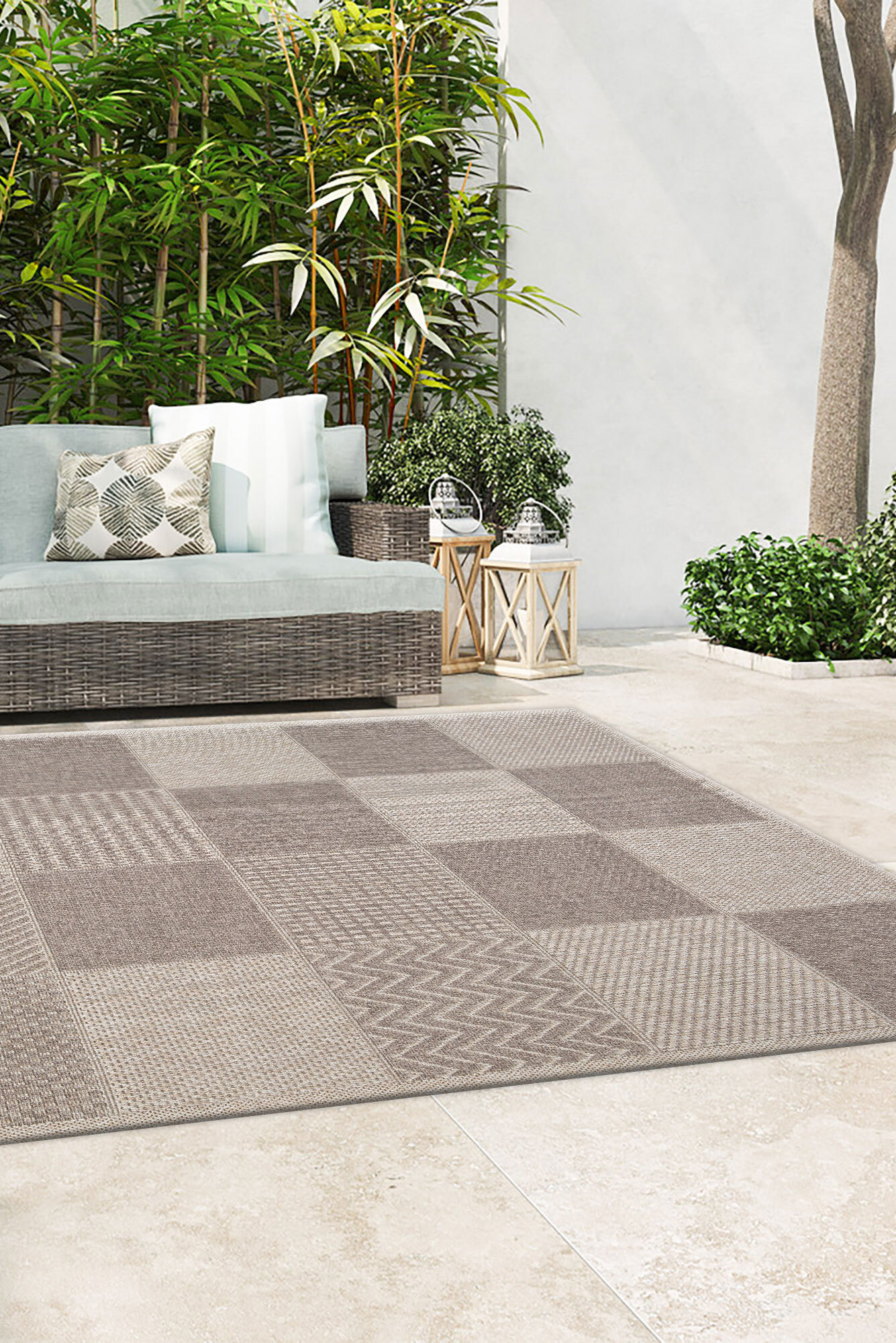 Mika Square Pattern Outdoor Rug(Size 230 x 160cm)