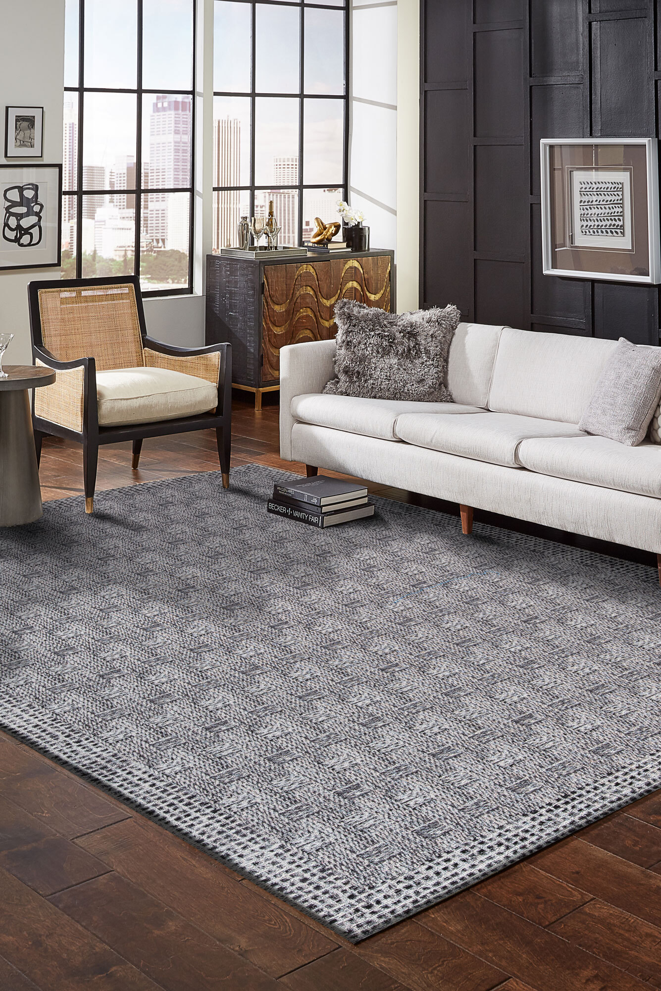 Large View Marly Basket Weave Pattern Rug(Size 235 x 160cm)