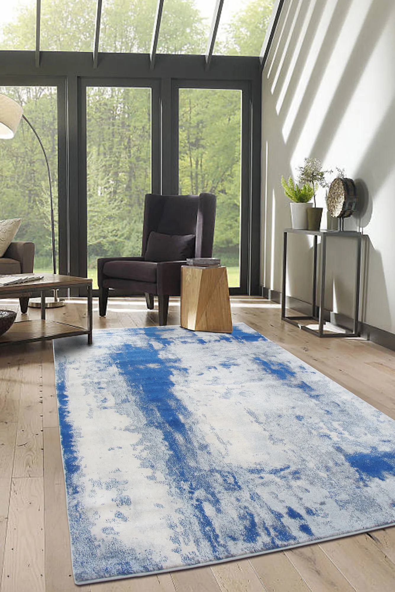 Large View Messi Blue Abstract Monet Rug(Size 170 x 120cm)
