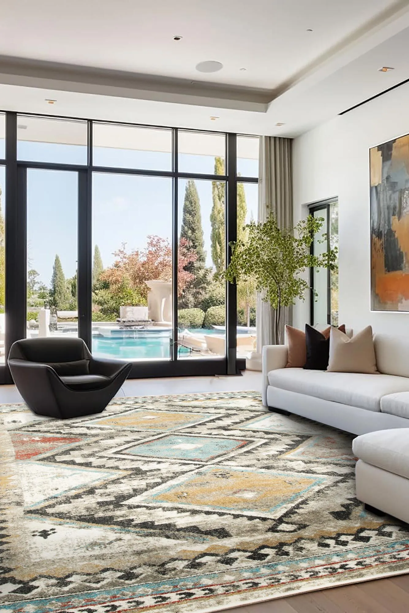 Large View Mobi Geometric Tribal Rug(Size 230 x 160cm)