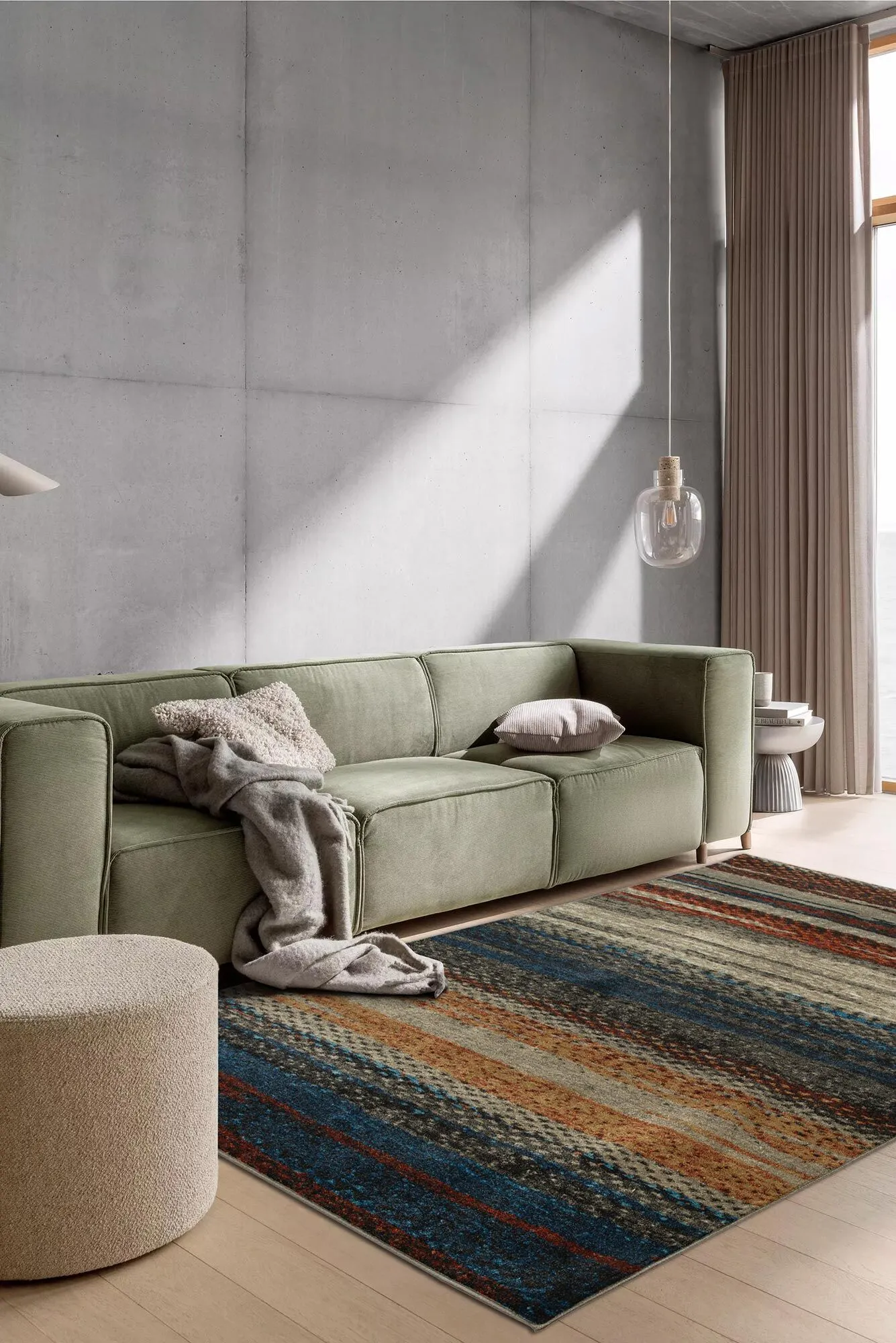 Large View Mobi Multi Striped Rug(Size 230 x 160cm)