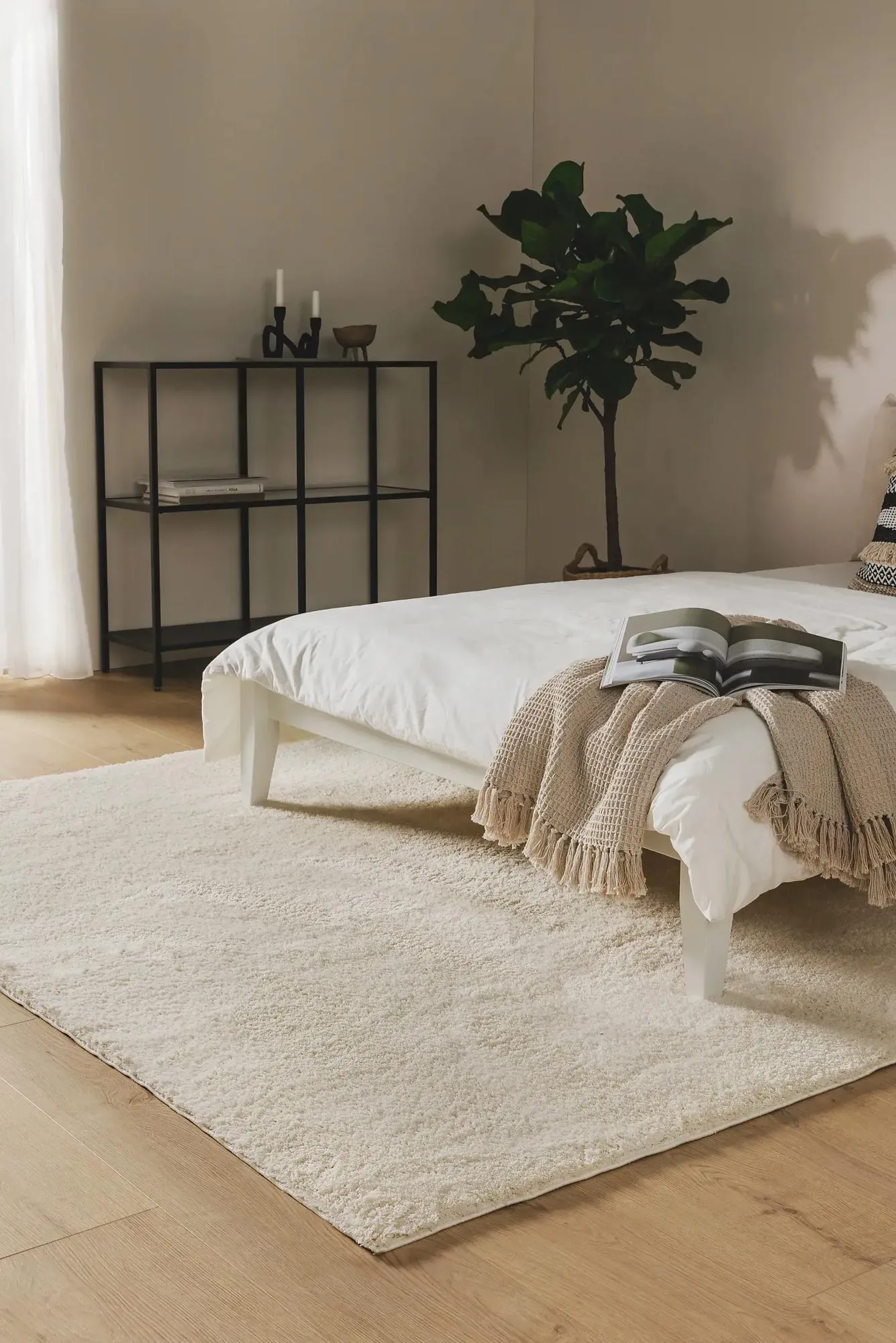 Mojito Plain White Shaggy Rug(Size 230 x 160cm)