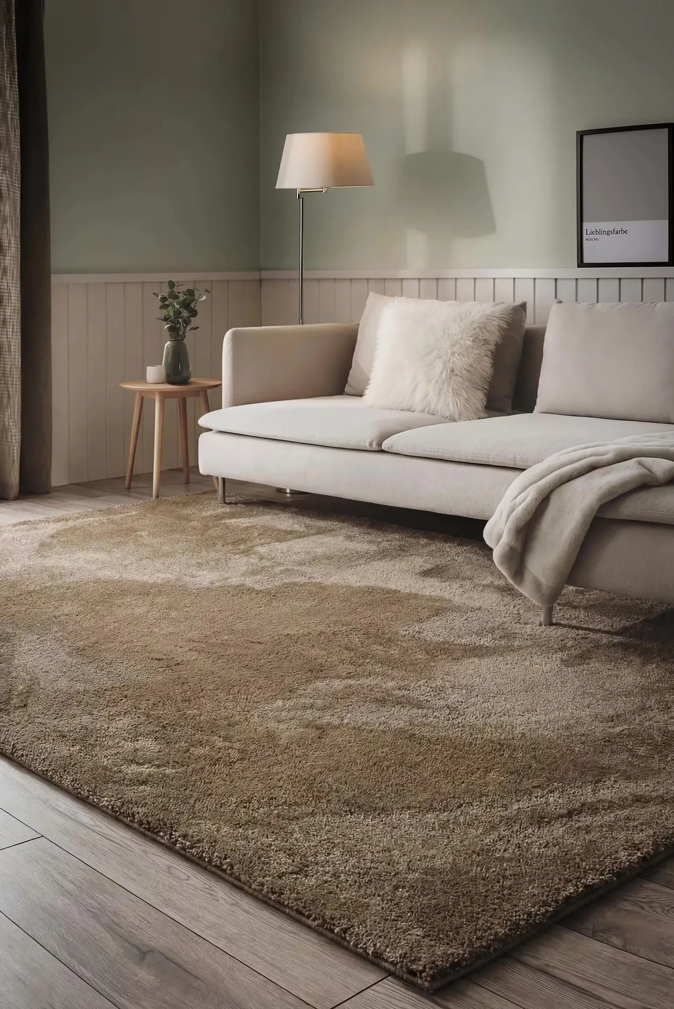 Mojito Plain Brown Shaggy Rug(Size 230 x 160cm)