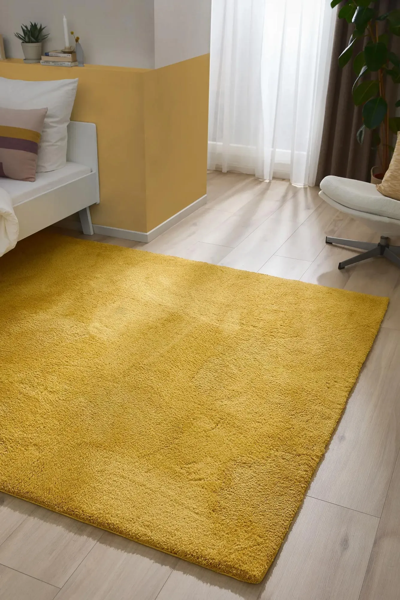 Mojito Plain Yellow Shaggy Rug(Size 230 x 160cm)