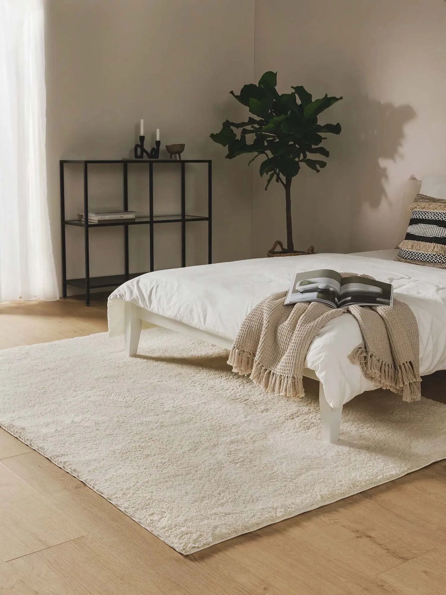 Mojito Plain White Shaggy Rug