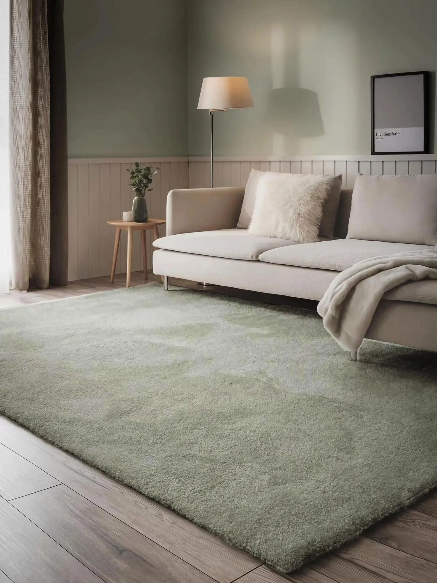 Mojito Plain Green Shaggy Rug