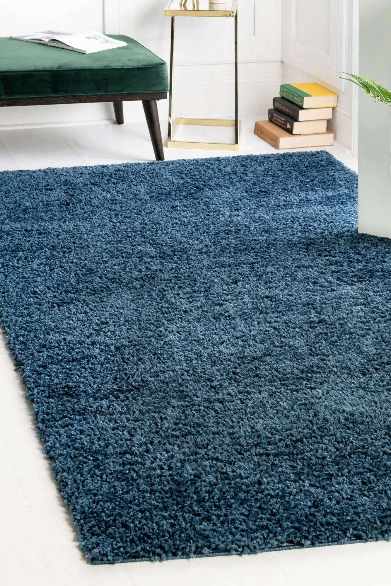 Monty Plain Blue Thick Shaggy Rug(Size 290 x 200cm)