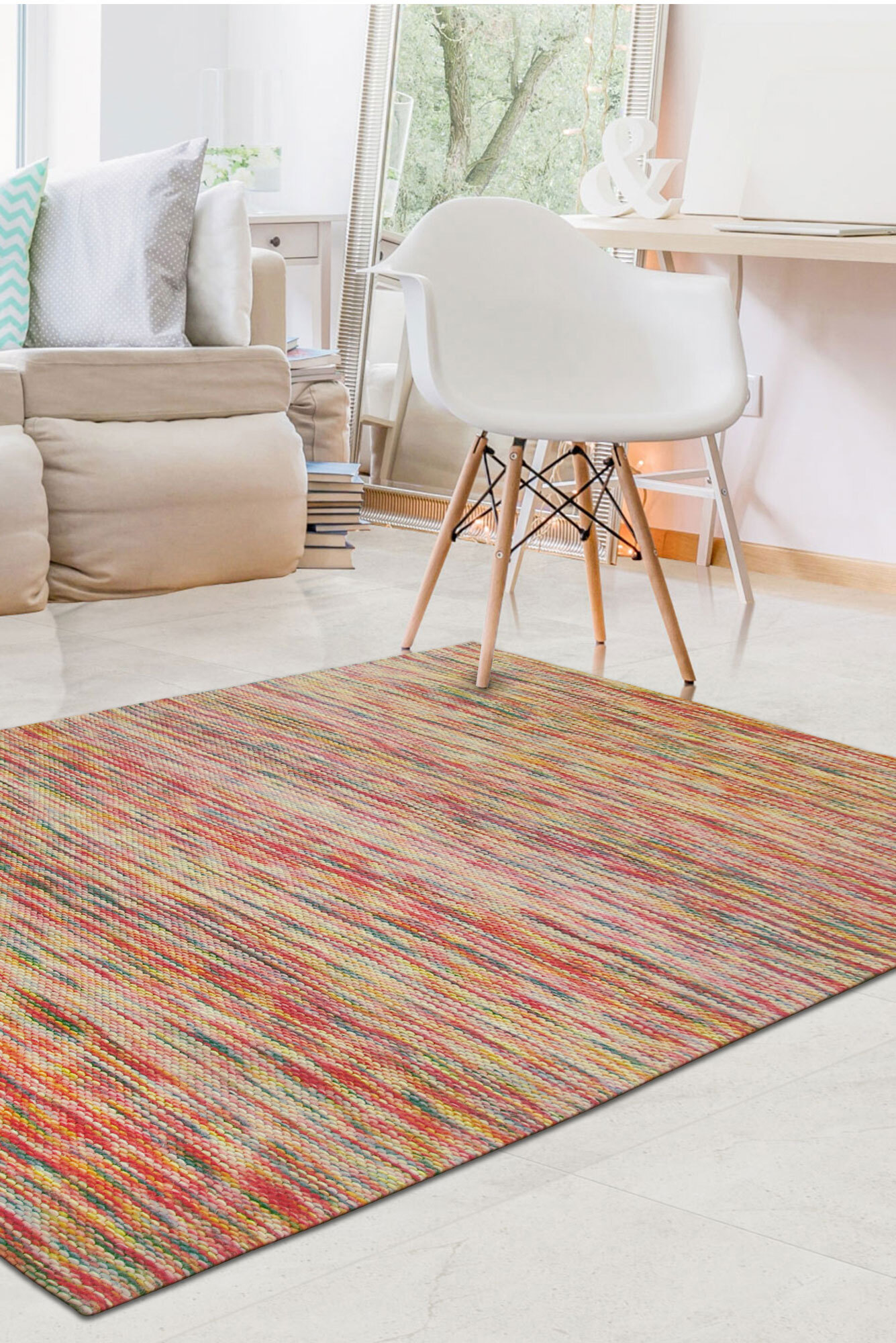 Large View Moon Wool Hand Loomed Rug(Size 220 x 150cm)