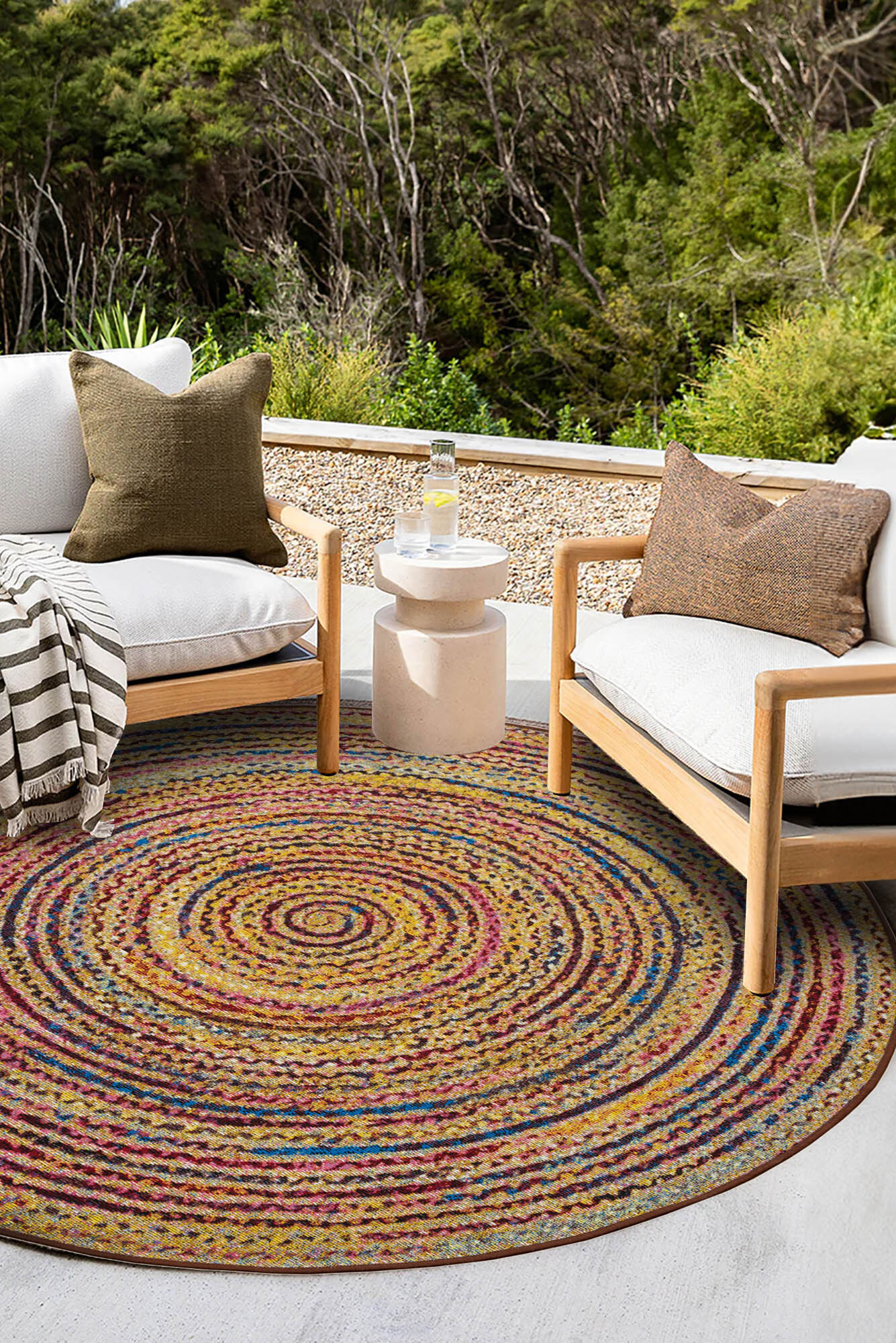 Large View Mystique Round Outdoor Rug(Size 150 x 150cm) ROUND