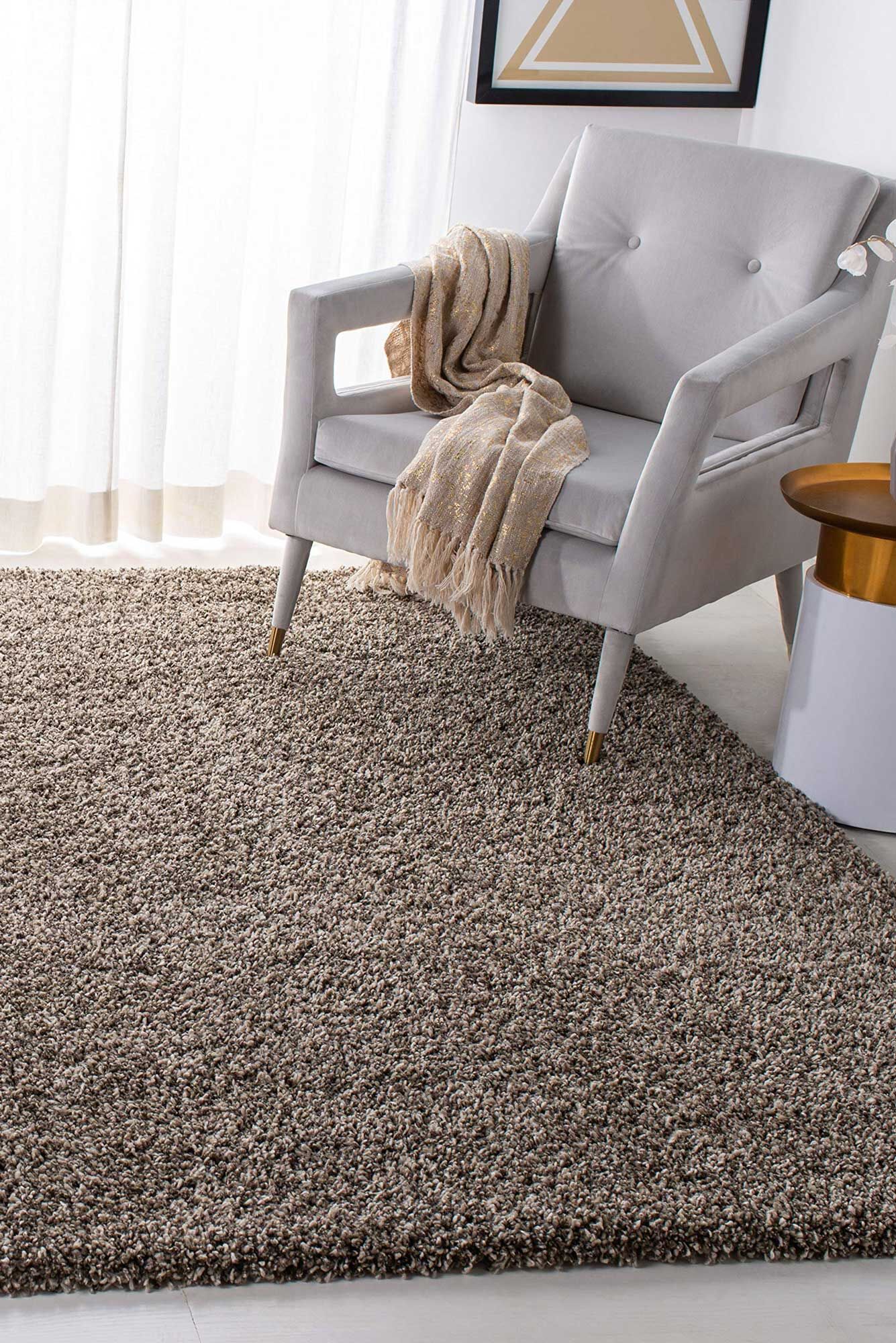 Large View Natura Plain Brown Shaggy Rug(Size 170 x 120cm)