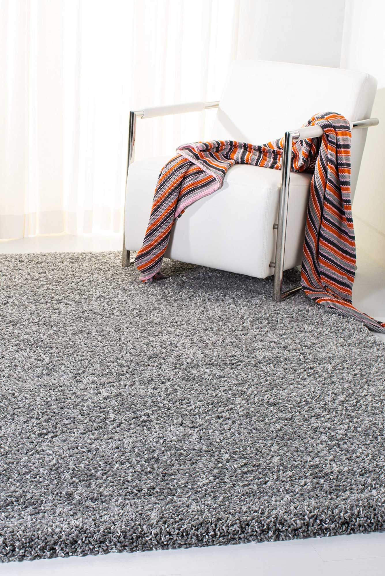 Large View Natura Plain Grey Shaggy Rug(Size 170 x 120cm)
