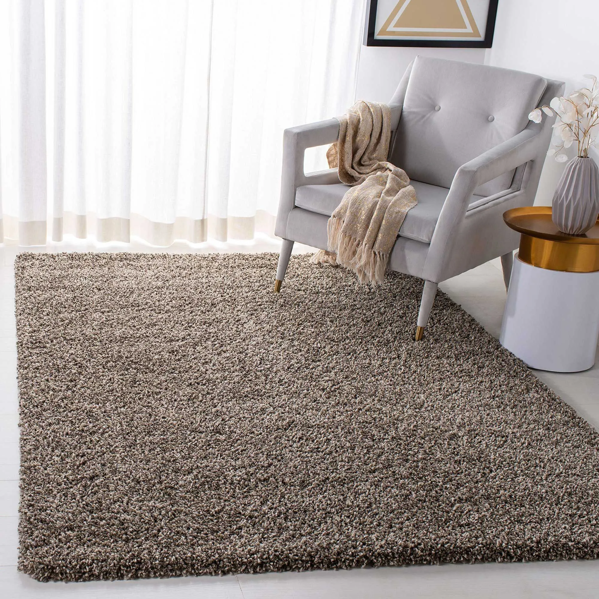 Large View Natura Plain Brown Shaggy Rug