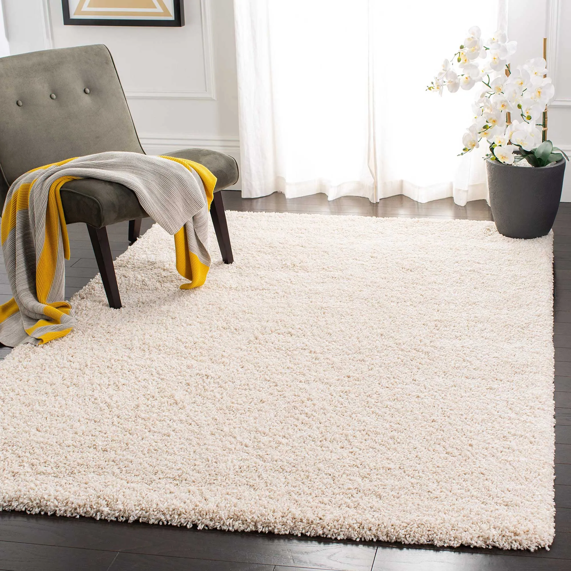 Natura Plain Ivory Shaggy Rug