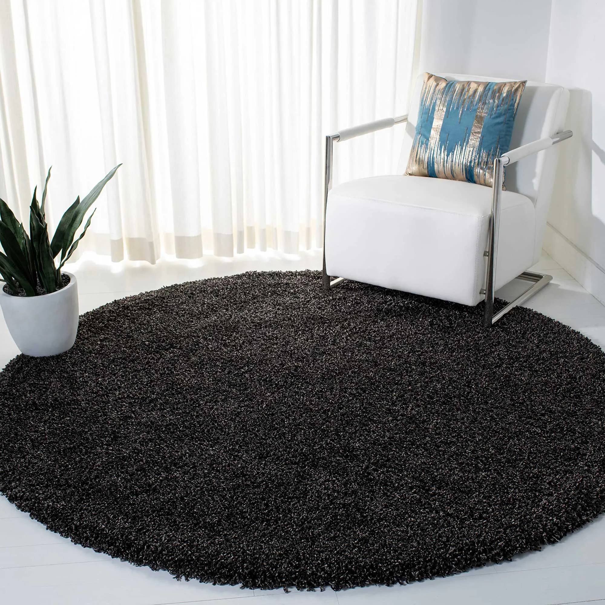 Natura Plain Charcoal Shaggy Rug