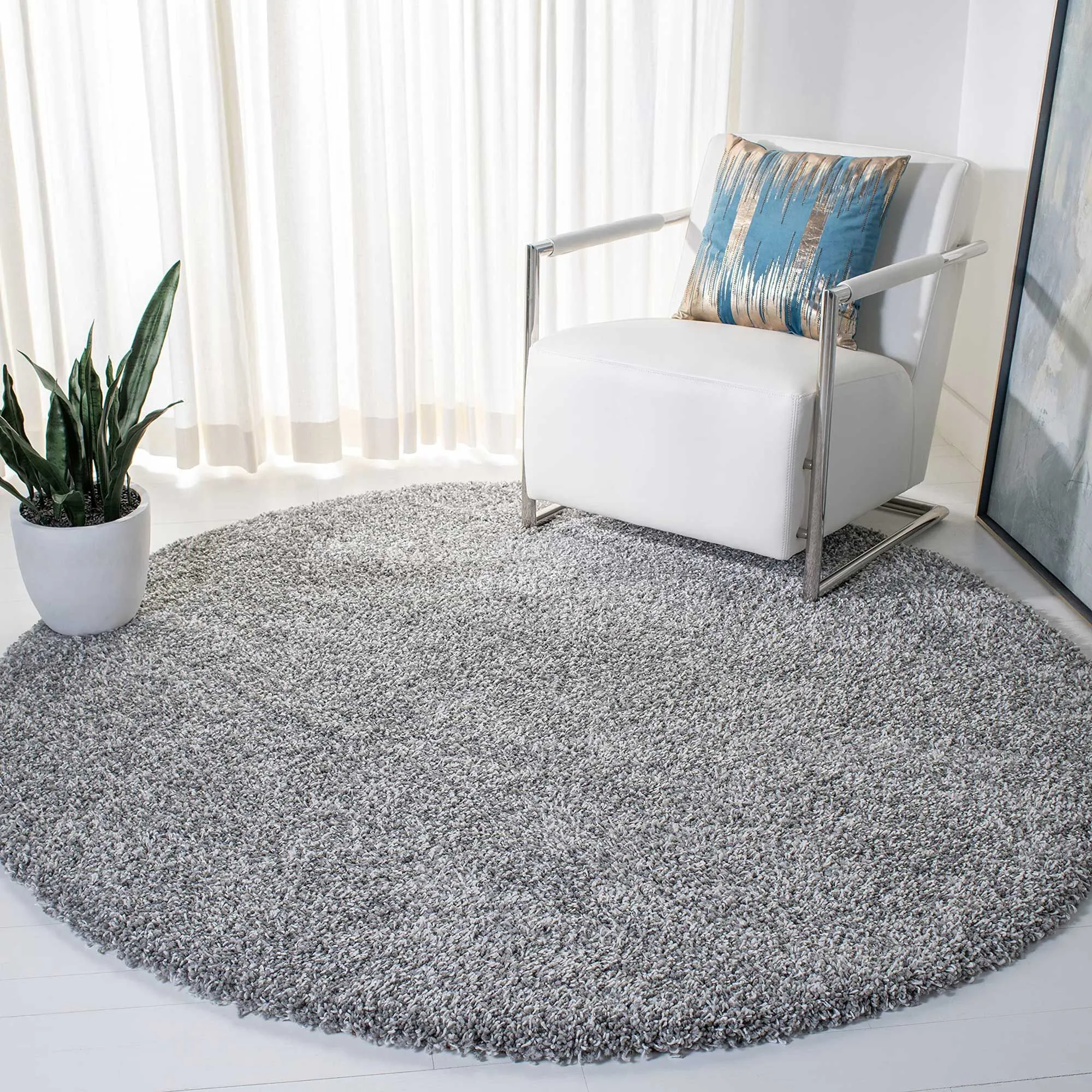 Large View Natura Plain Grey Shaggy Rug