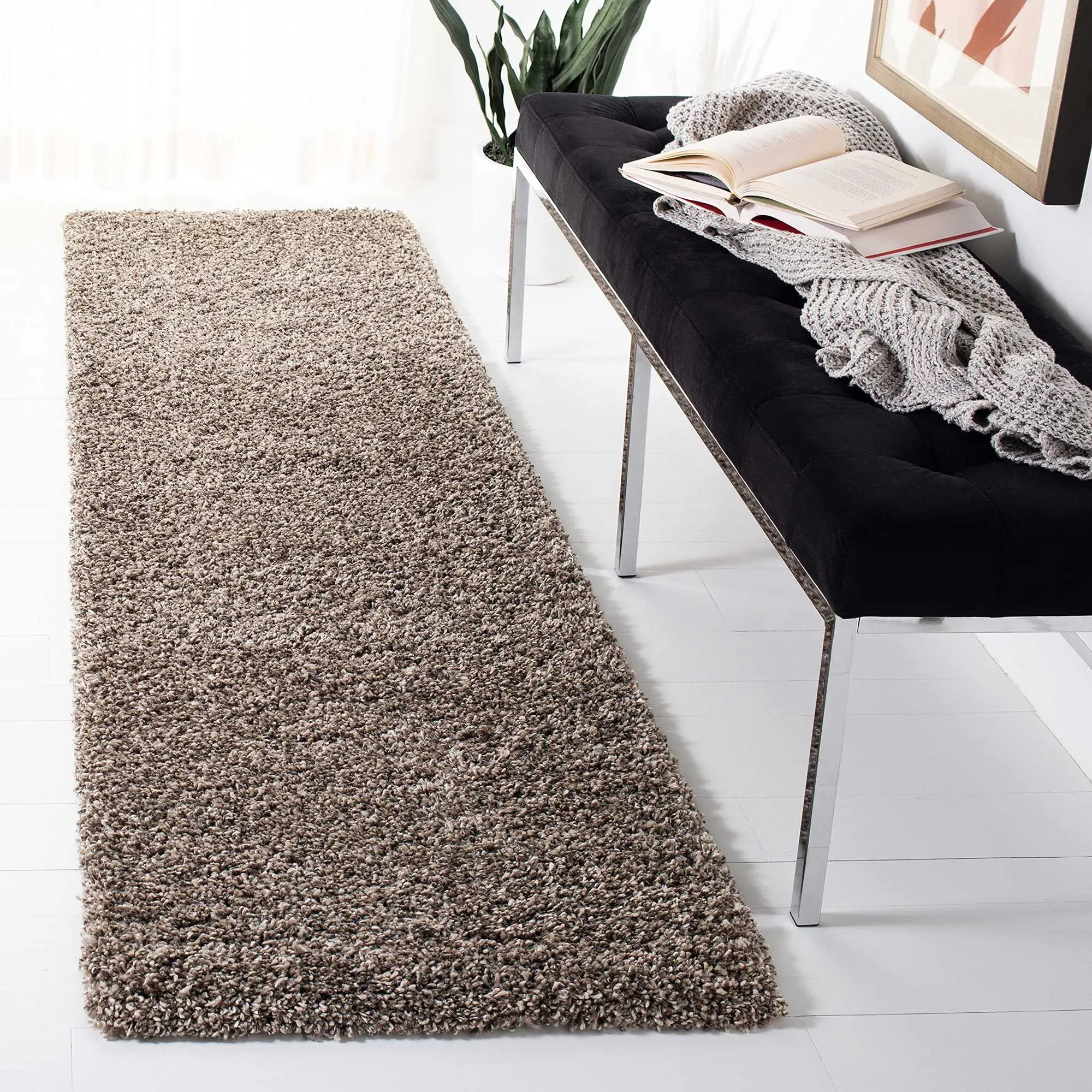 Large View Natura Plain Brown Shaggy Rug