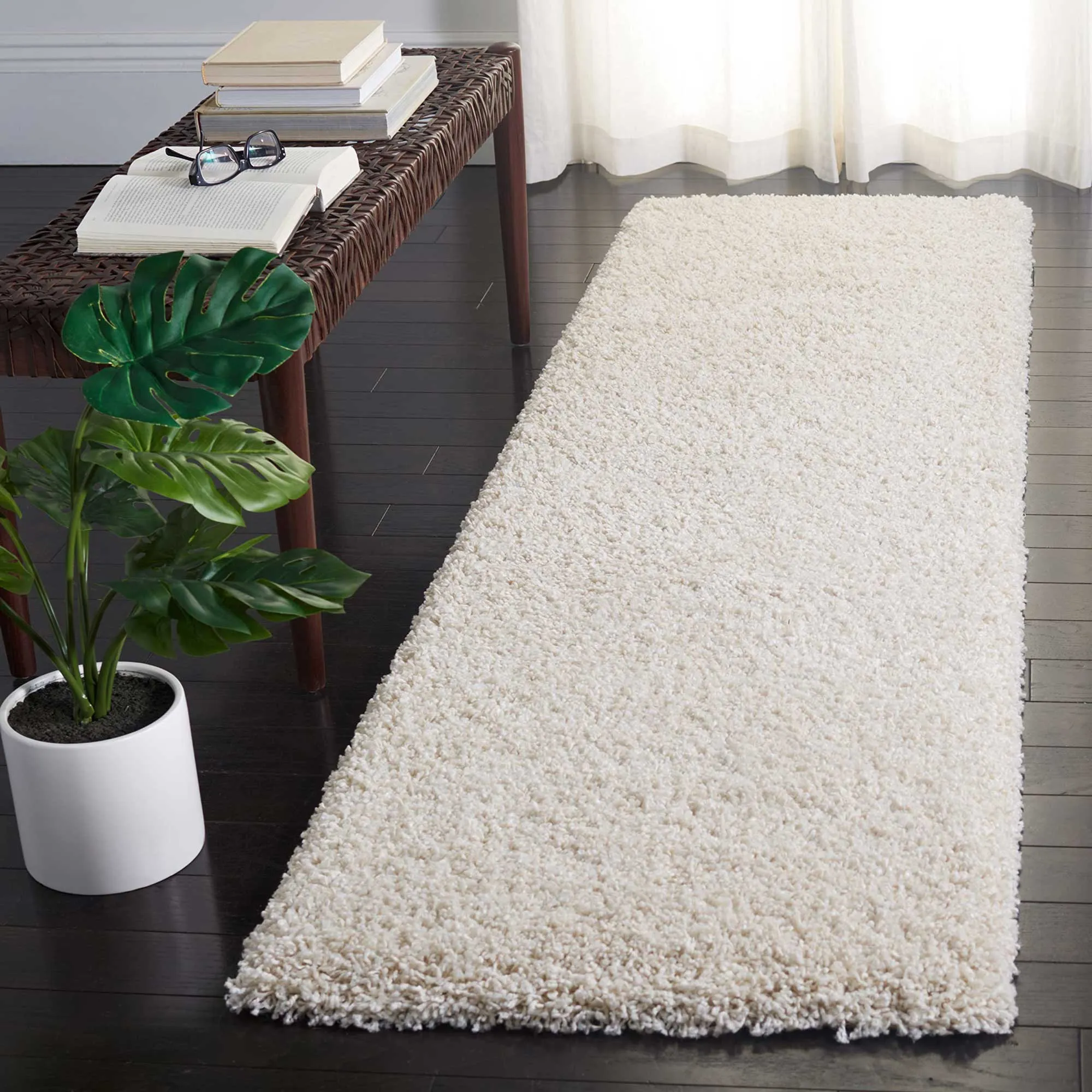 Natura Plain Ivory Shaggy Rug