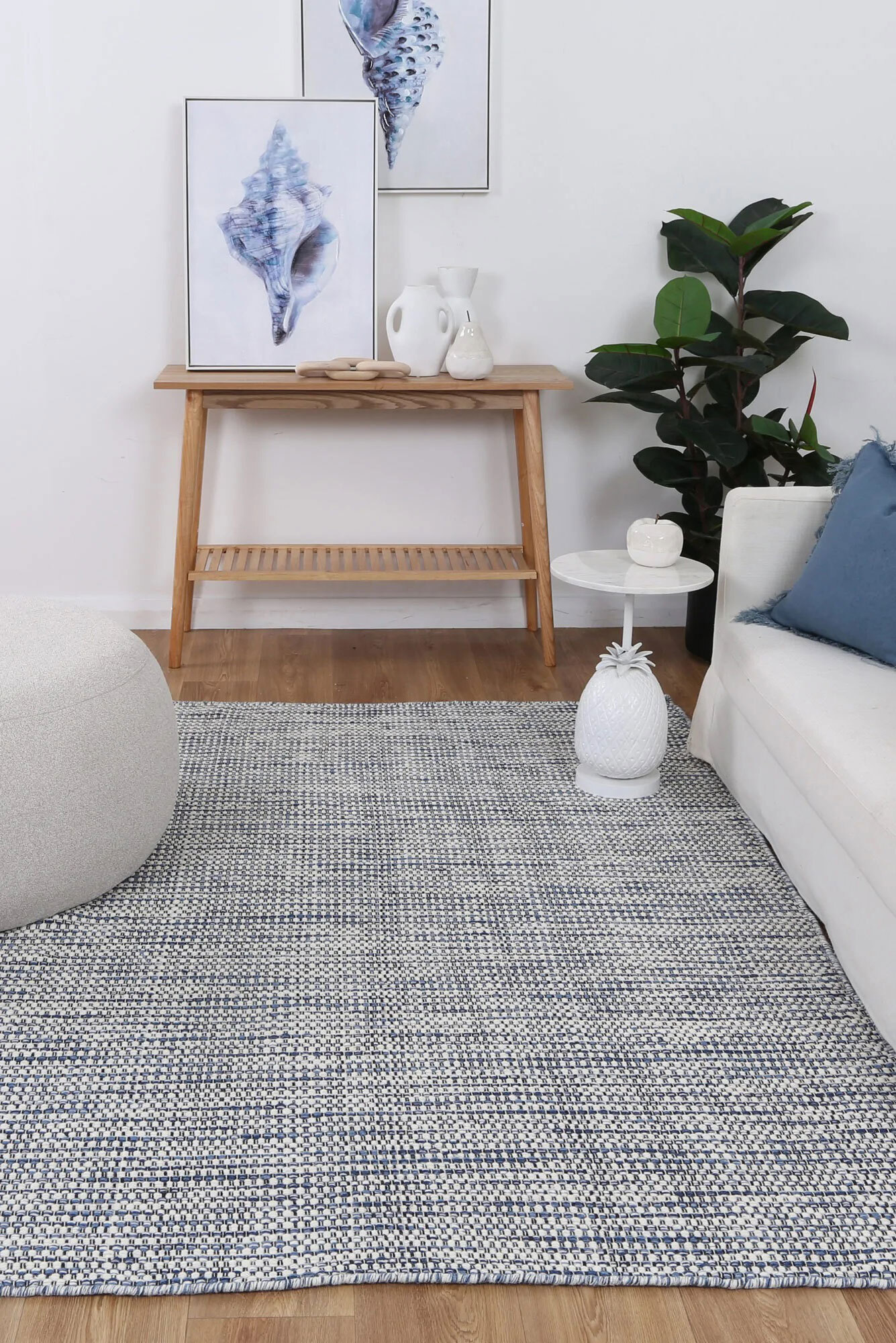 Natura Blue Wool Flatweave Rug(Size 230 x 160cm)