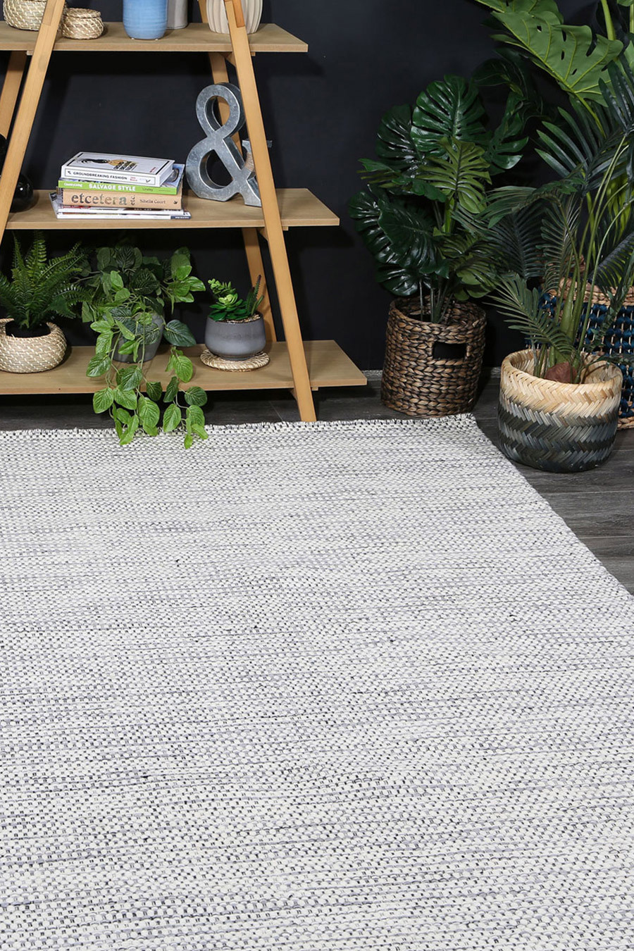 Natura Grey Wool Flatweave Rug(Size 230 x 160cm)