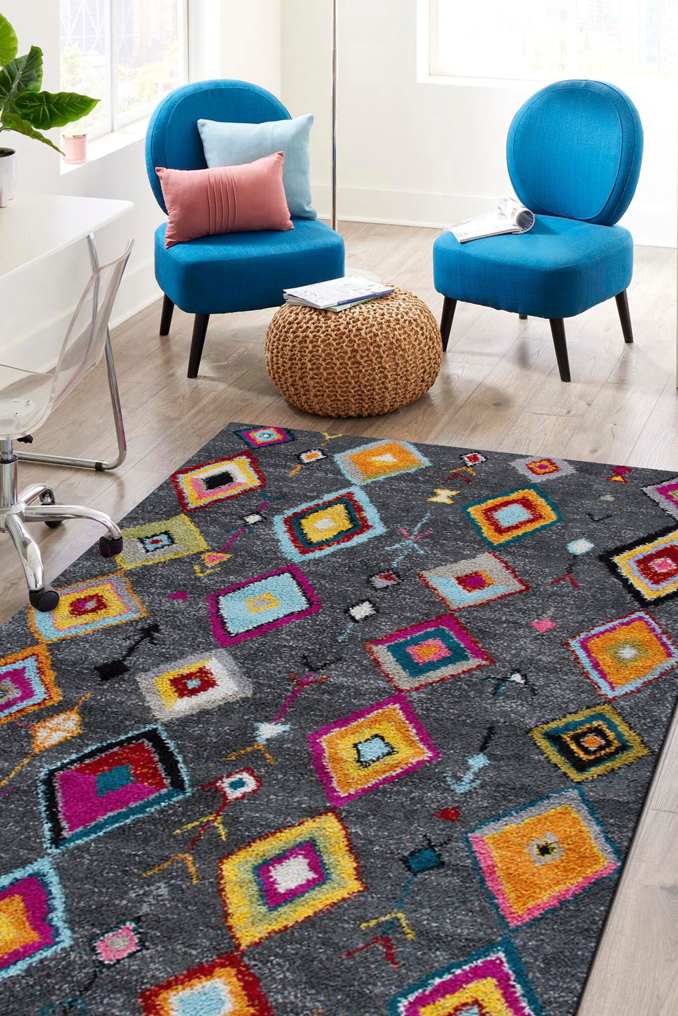 Large View Nordic Moroccan Diamond Rug(Size 170 x 120cm)