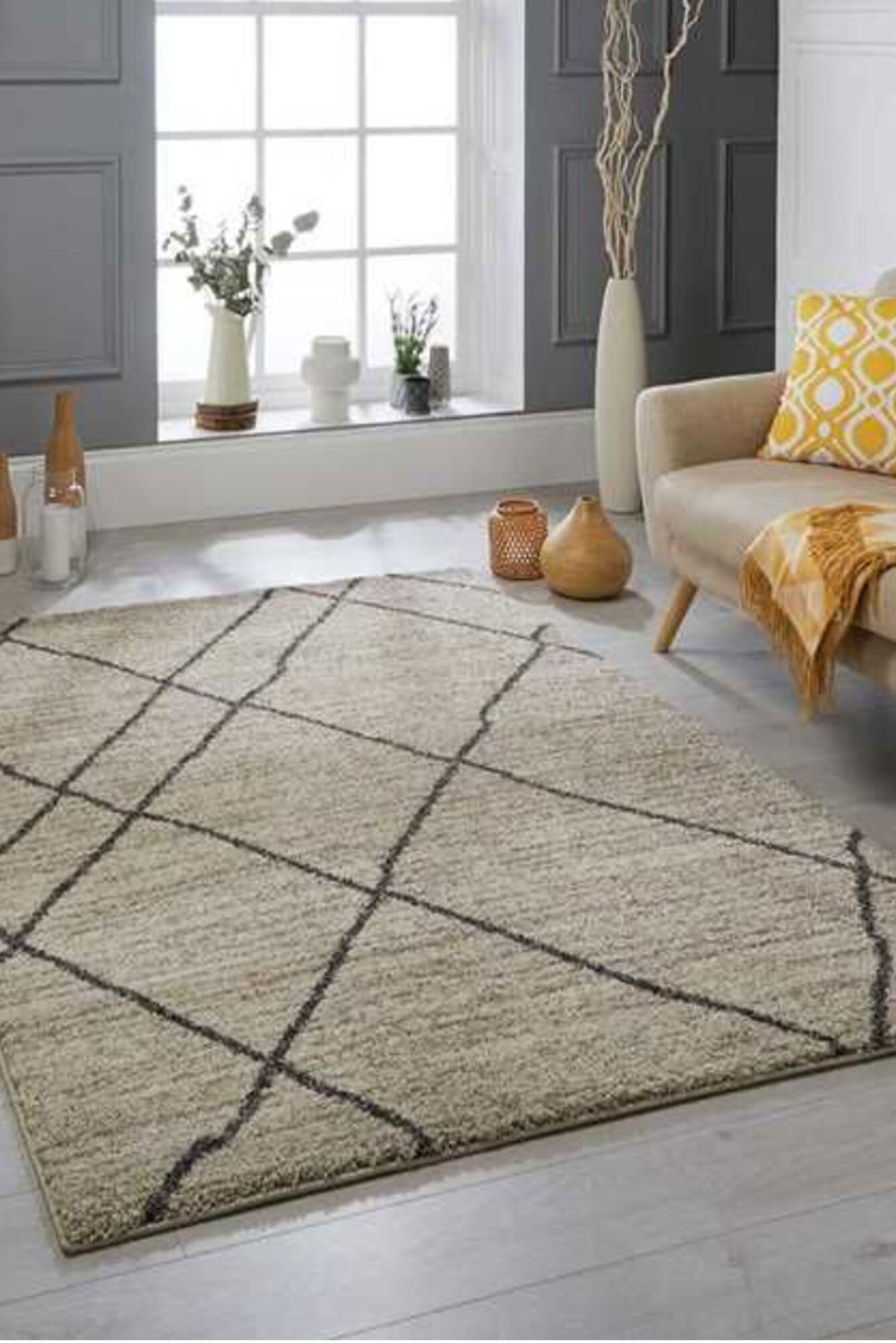Large View Nordic Beige Moroccan Rug(Size 170 x 120cm)
