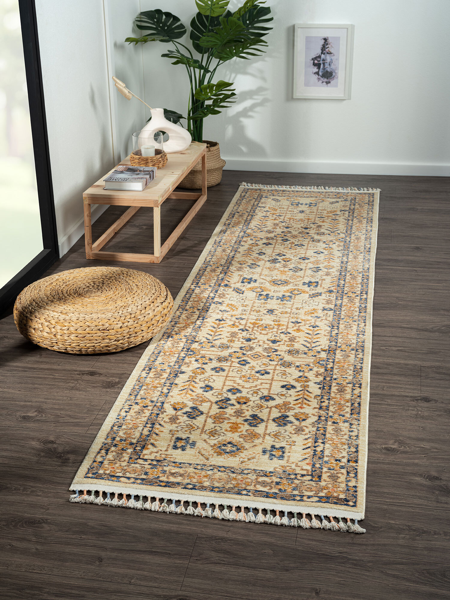 Large View Opal Traditional Floral Border Rug